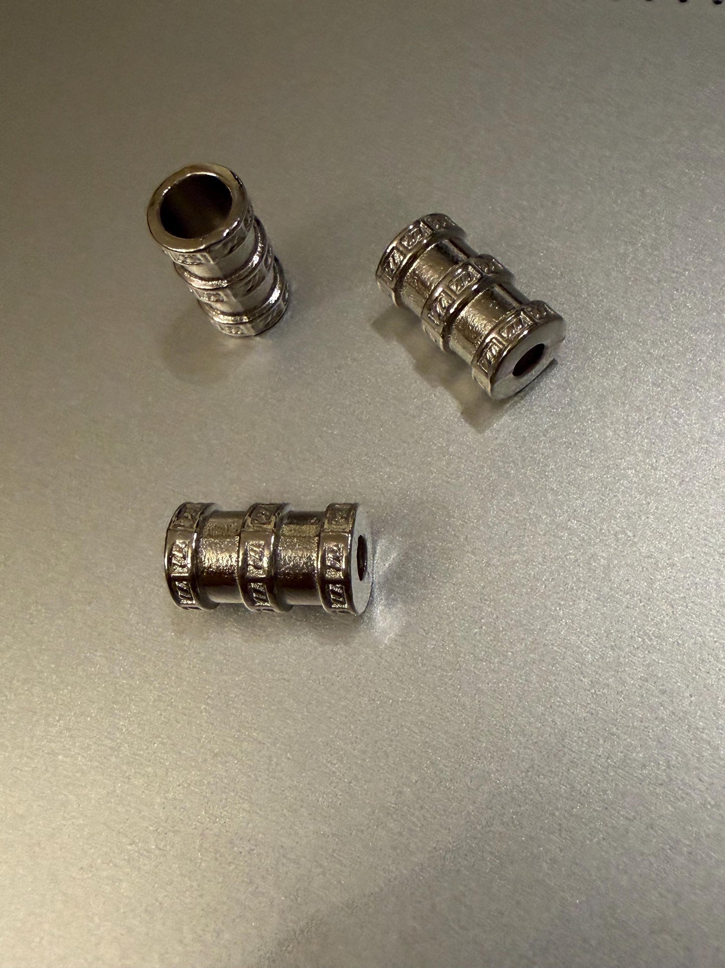 Metal Beads, Cord Ends, Silver Solid Metal, Engraved, 16mm x 10mm, Bead Cord ends