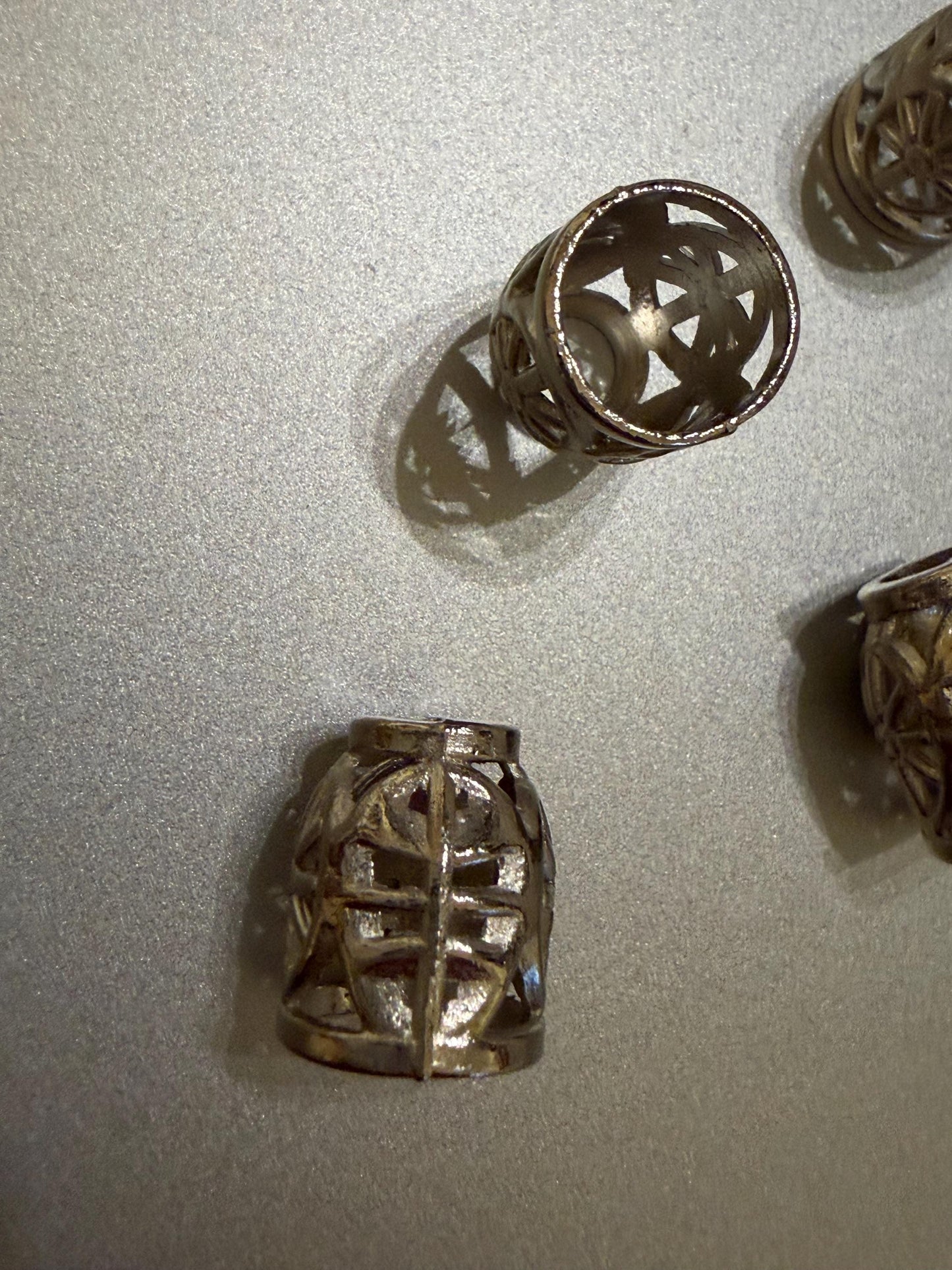 Metal Beads, Cord Ends, Silver Solid Metal, Engraved, 13mm x 9mm, 1/2” Bead Cord ends
