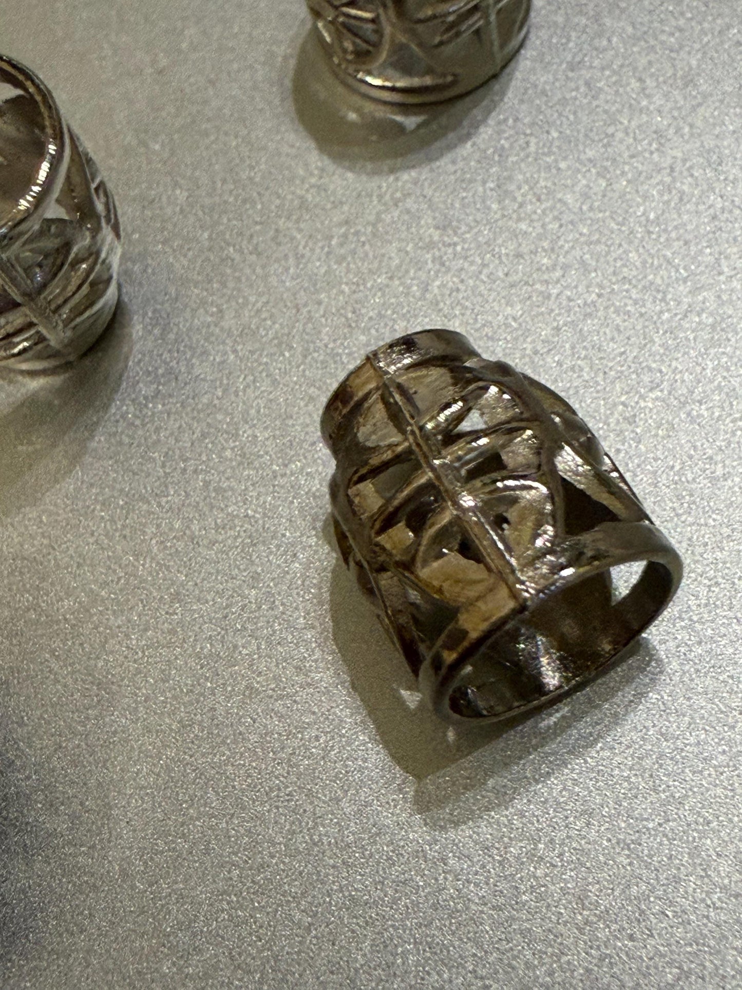 Metal Beads, Cord Ends, Silver Solid Metal, Engraved, 13mm x 9mm, 1/2” Bead Cord ends