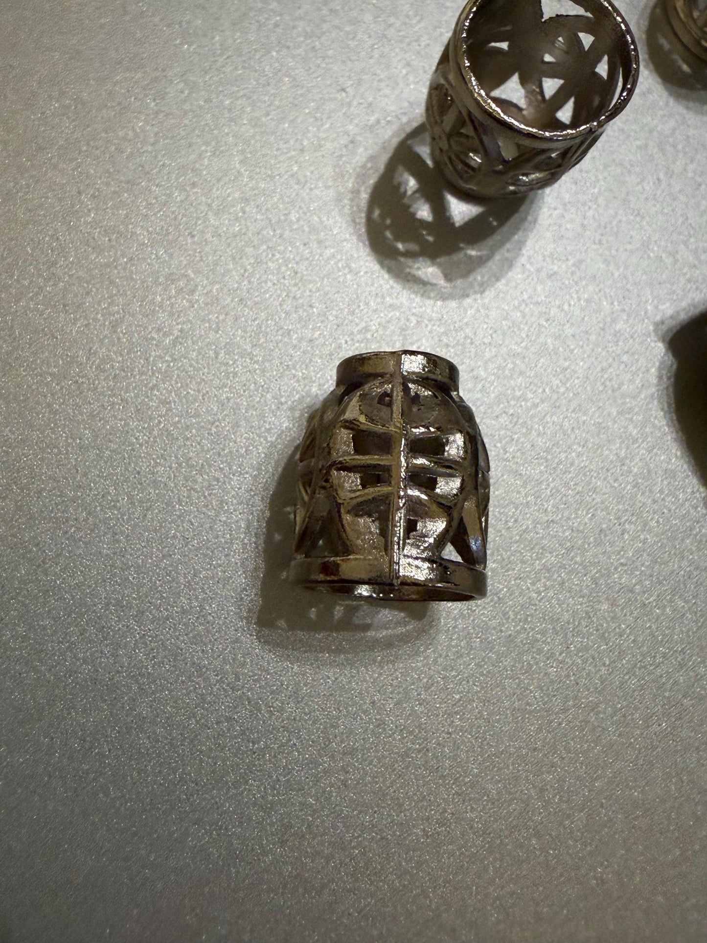 Metal Beads, Cord Ends, Silver Solid Metal, Engraved, 13mm x 9mm, 1/2” Bead Cord ends