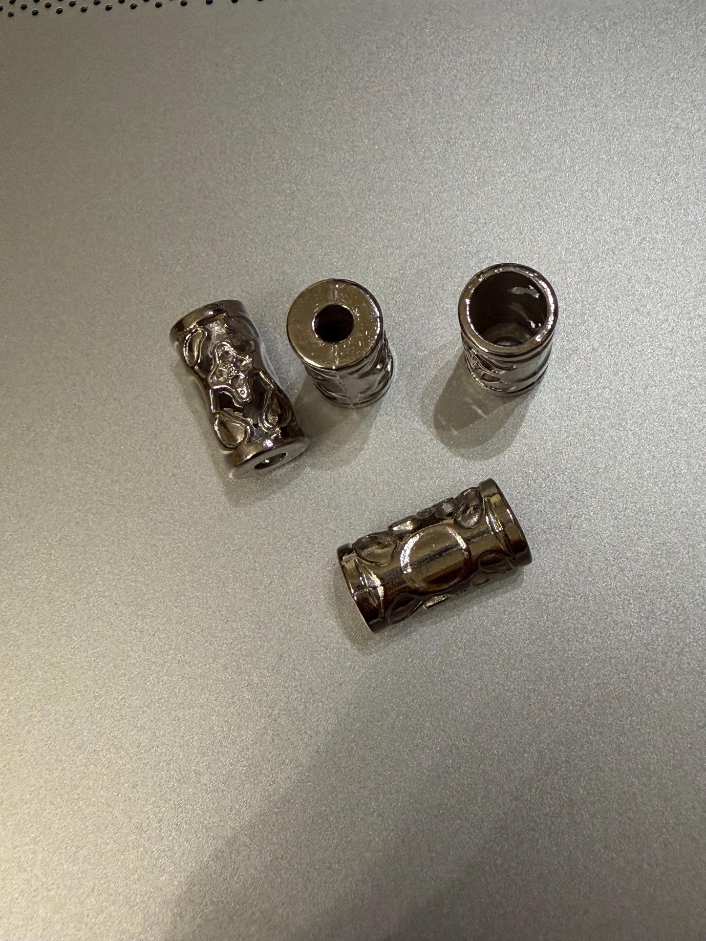 Metal Beads, Cord Ends, Silver Solid Metal, Engraved, 20mm x 10mm, 3/4” Bead Cord ends