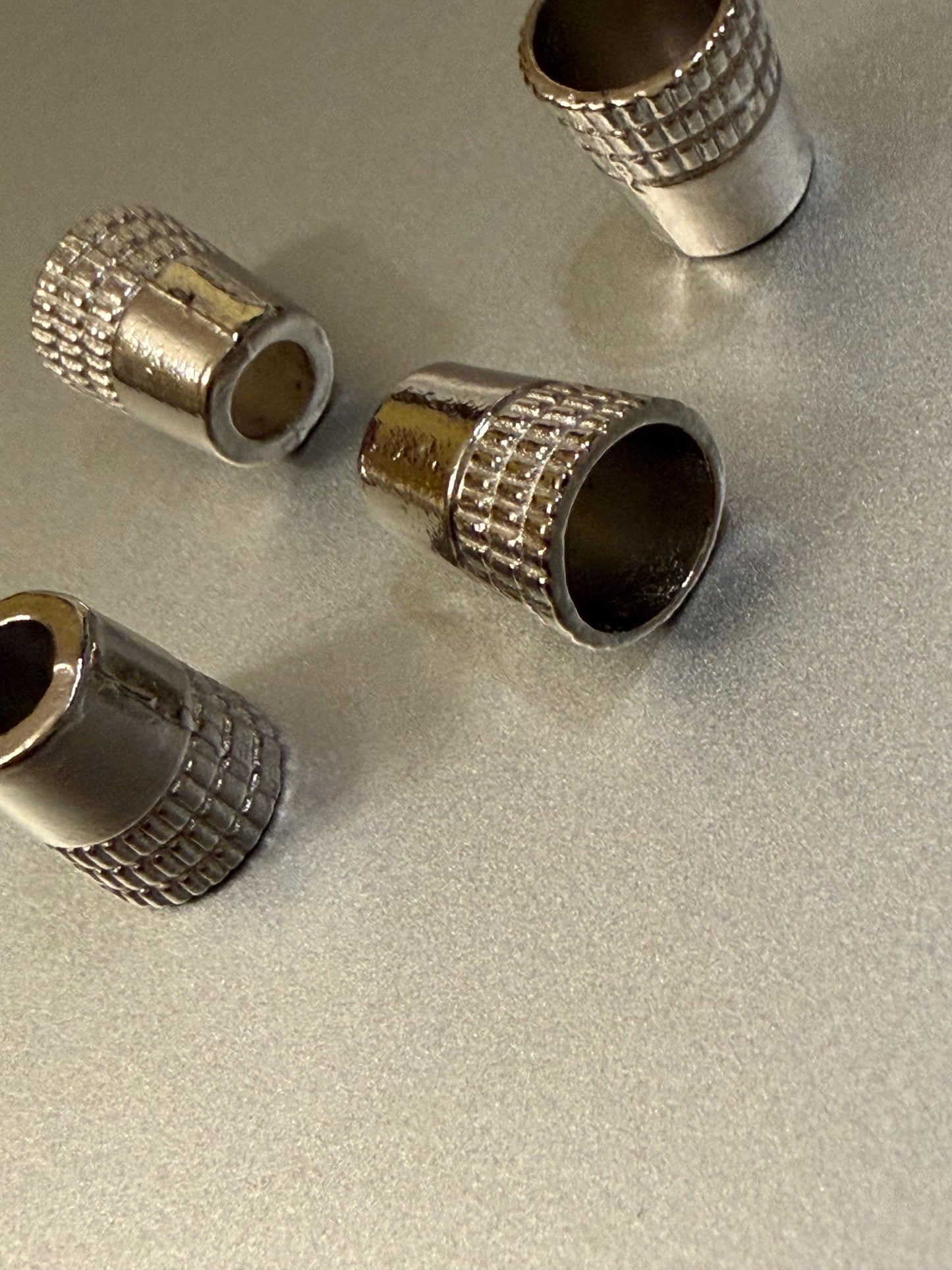 Metal Beads, Cord Ends, Silver Solid Metal, Engraved, 13mm x 11mm, 1/2” Bead Cord ends