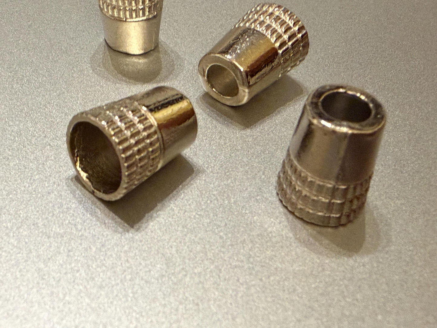 Metal Beads, Cord Ends, Silver Solid Metal, Engraved, 13mm x 11mm, 1/2” Bead Cord ends