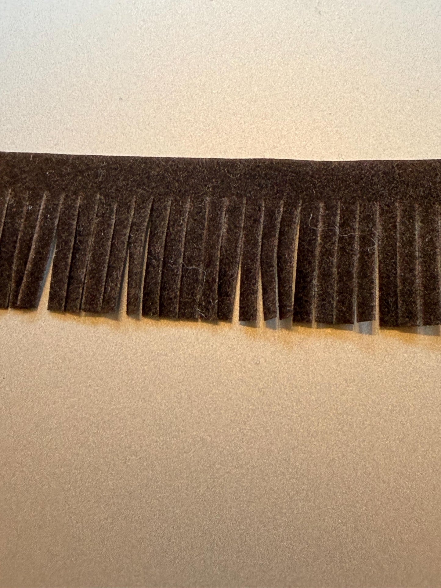 Faux Suede Fringe Trim, Brown, 2” Wide