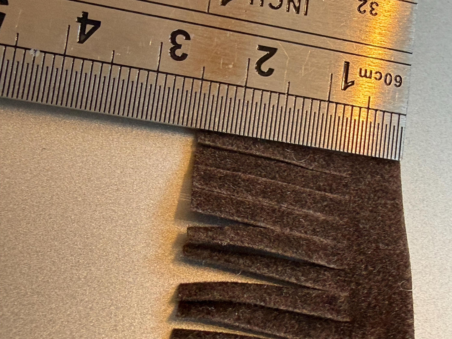 Faux Suede Fringe Trim, Brown, 2” Wide