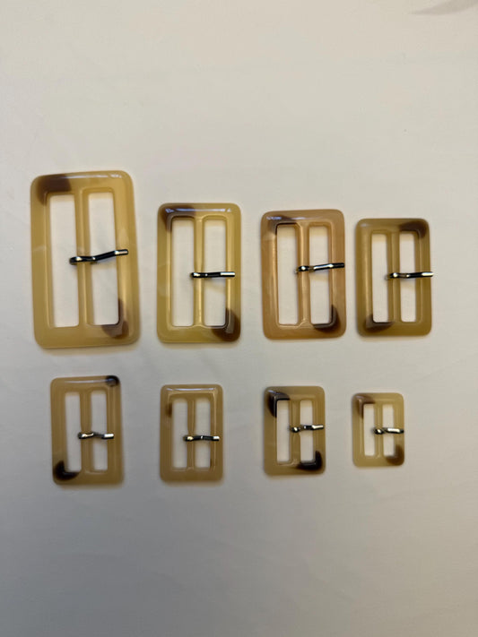 Buckle, Mock Horn Buckles, Cream, Brown, High Quality, Gold Prong, Silver Prong