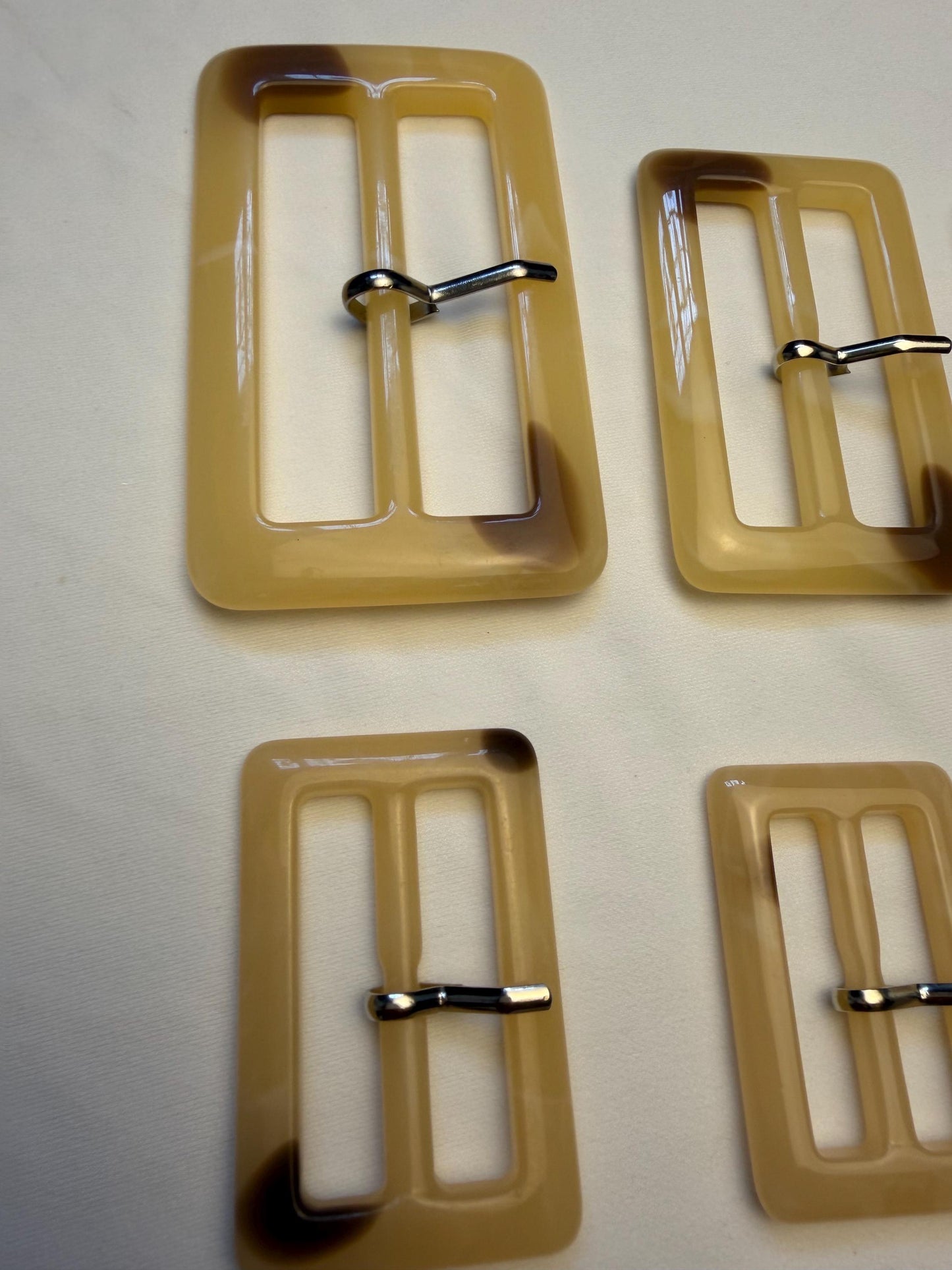 Buckle, Mock Horn Buckles, Cream, Brown, High Quality, Gold Prong, Silver Prong