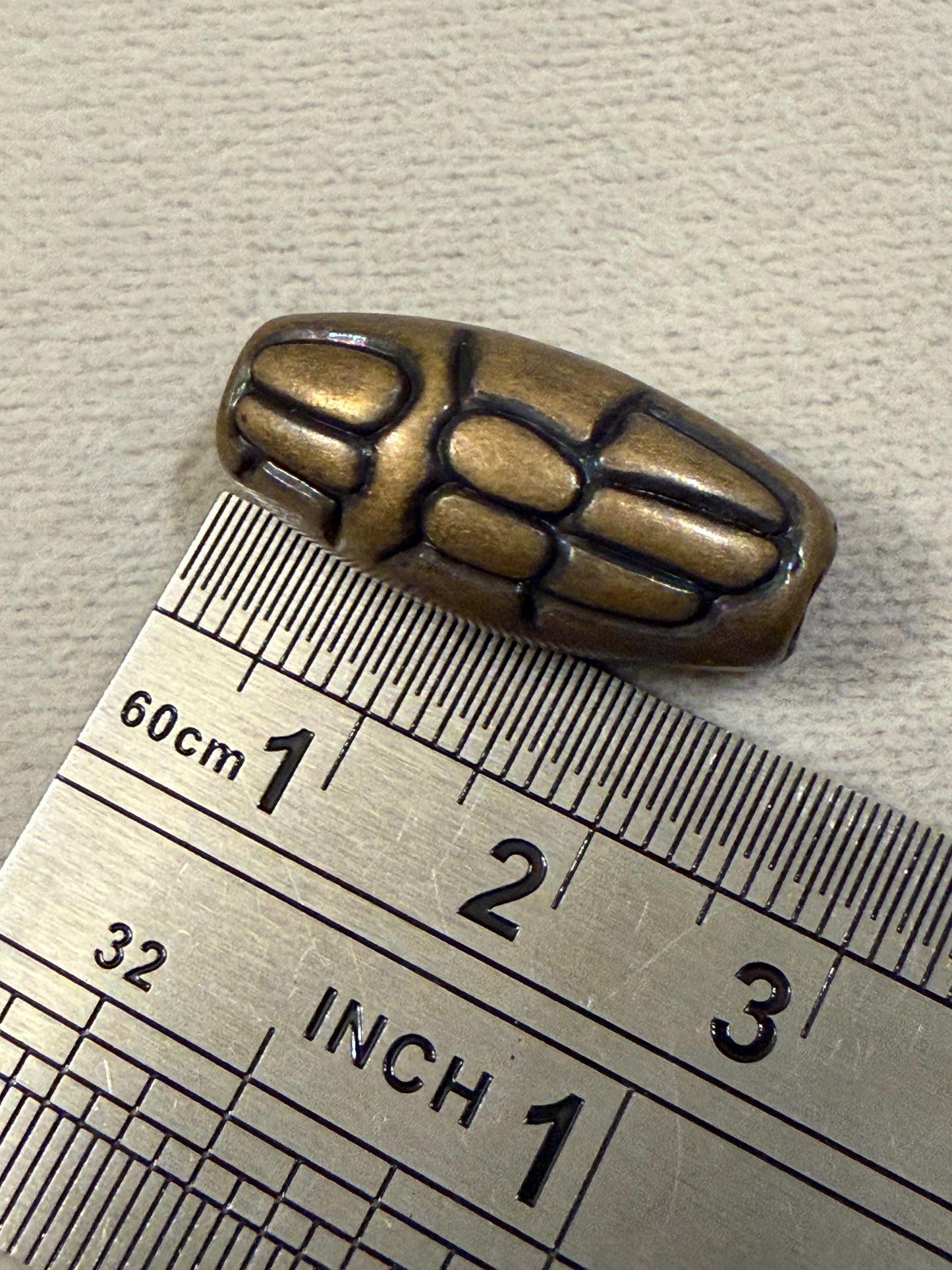 4x Beads, Antique Brass, Gunmetal, Silver, Patterened Bead, Cord End, Tube Bead, Crafts, Clothing