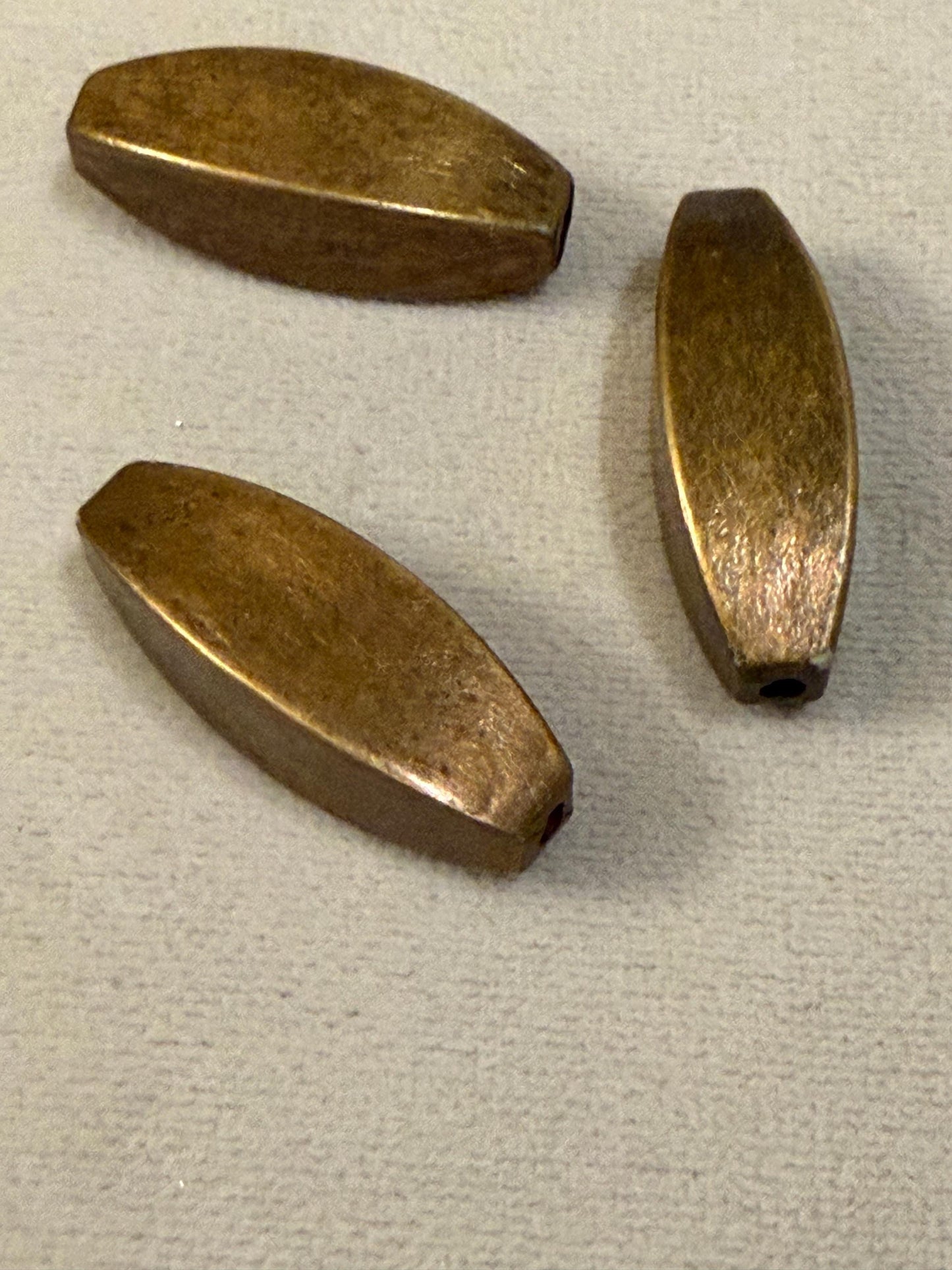 4x Beads, Antique Brass 3.2cm Bead, Cord End, 2mm Hole, Tube Bead, Crafts, Clothing