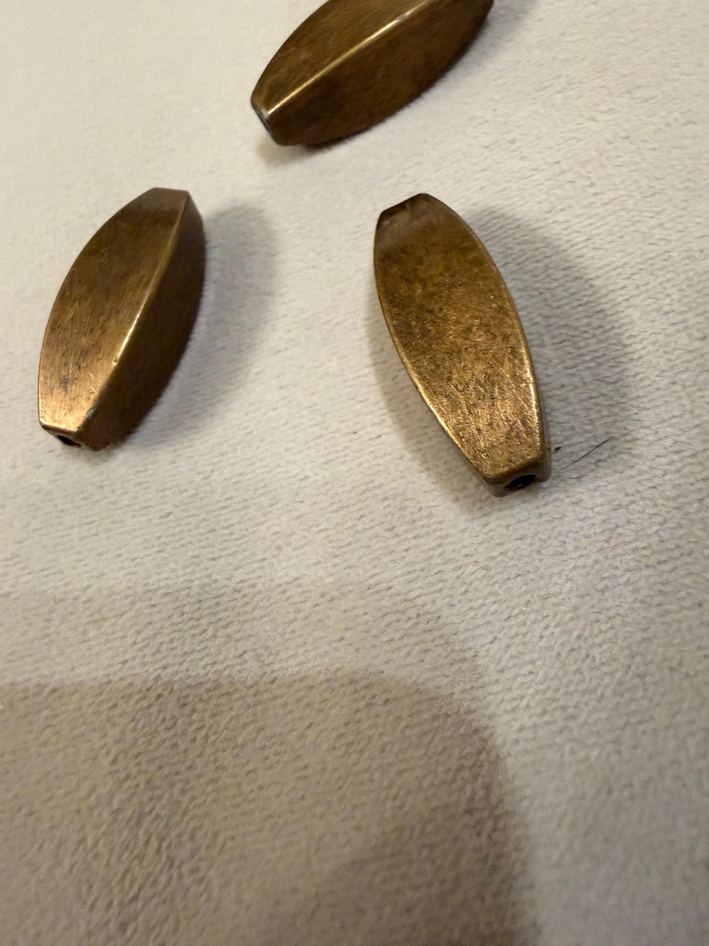 4x Beads, Antique Brass 3.2cm Bead, Cord End, 2mm Hole, Tube Bead, Crafts, Clothing