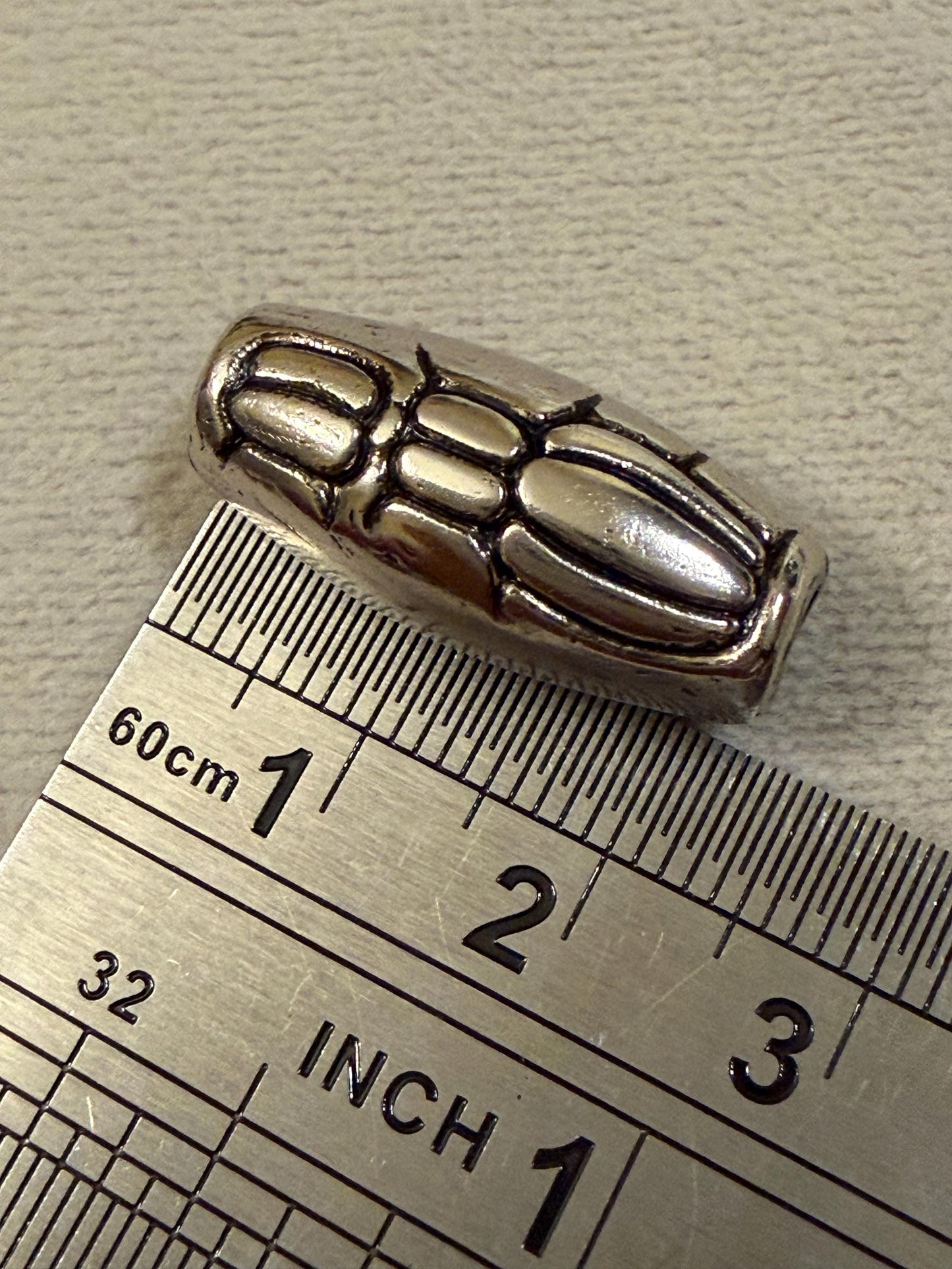 4x Beads, Antique Brass, Gunmetal, Silver, Patterened Bead, Cord End, Tube Bead, Crafts, Clothing