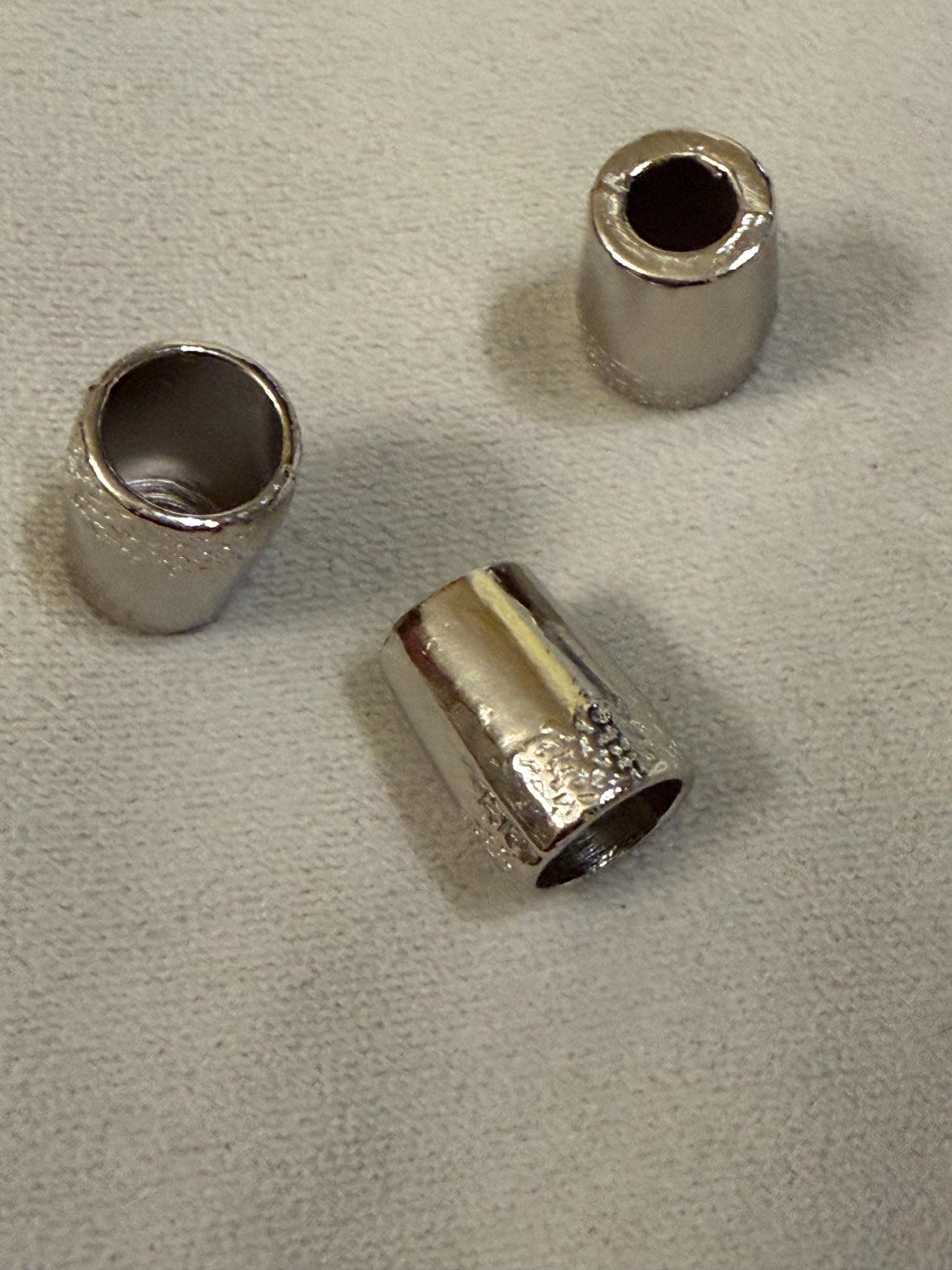 4x Beads, Solid Metal 2cm Bead, Cord End, 10mm/ 7mm Hole, Tube Bead, Crafts, Clothing