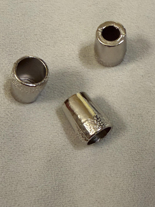 4x Beads, Solid Metal 2cm Bead, Cord End, 10mm/ 7mm Hole, Tube Bead, Crafts, Clothing