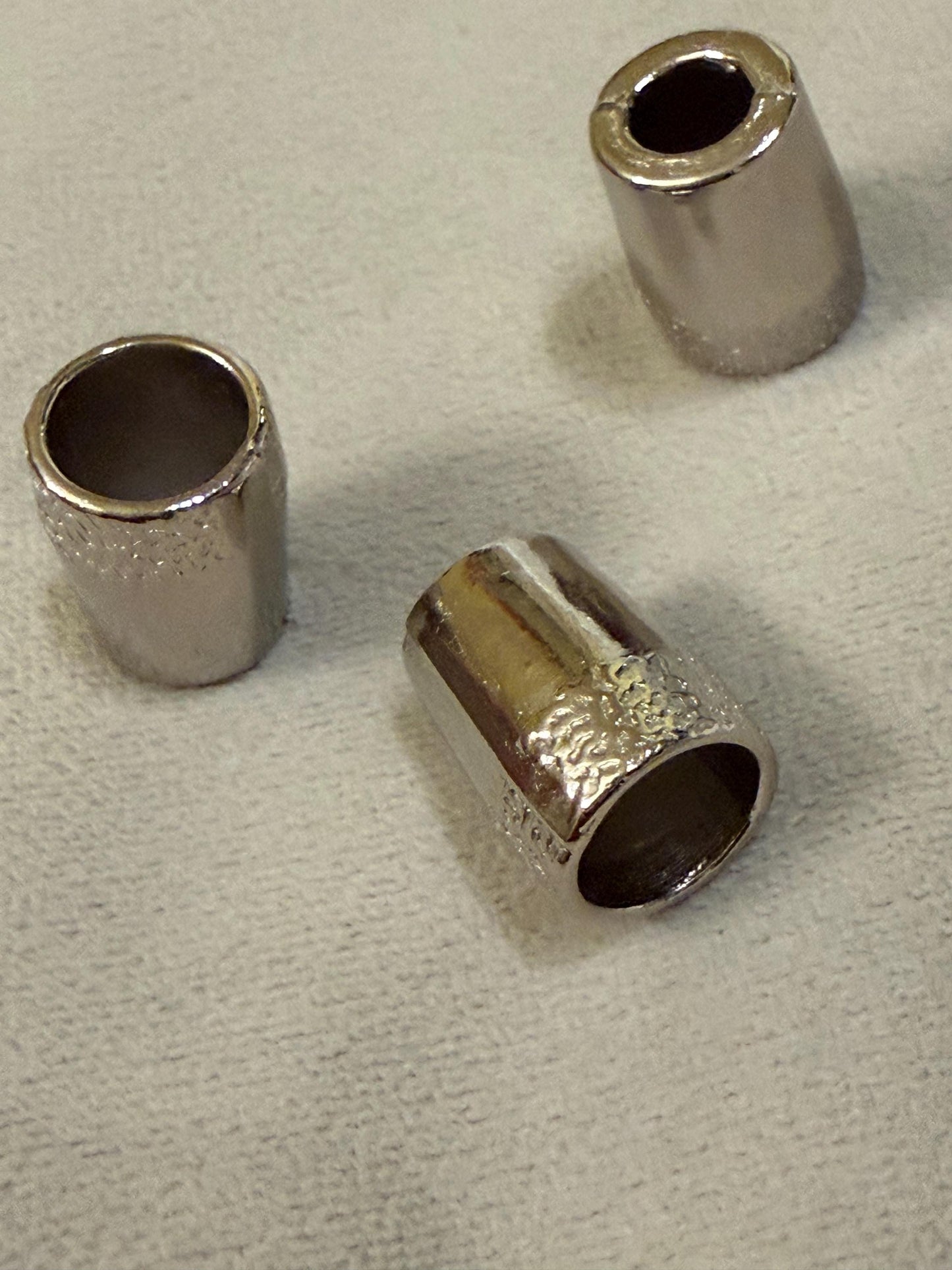 4x Beads, Solid Metal 2cm Bead, Cord End, 10mm/ 7mm Hole, Tube Bead, Crafts, Clothing
