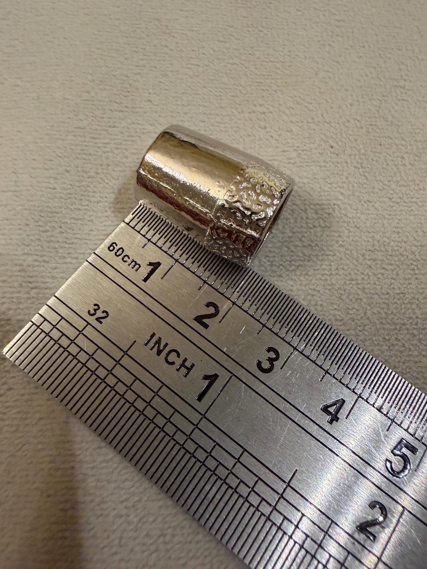 4x Beads, Solid Metal 2cm Bead, Cord End, 10mm/ 7mm Hole, Tube Bead, Crafts, Clothing