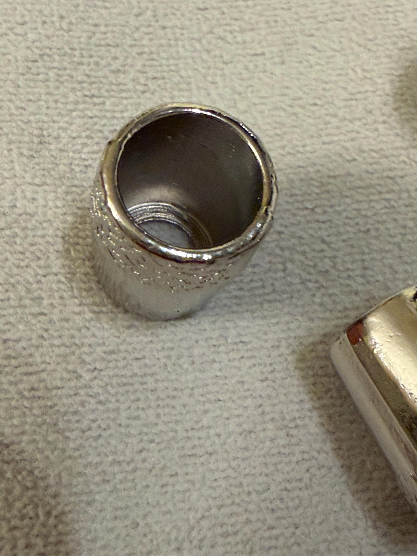 4x Beads, Solid Metal 2cm Bead, Cord End, 10mm/ 7mm Hole, Tube Bead, Crafts, Clothing