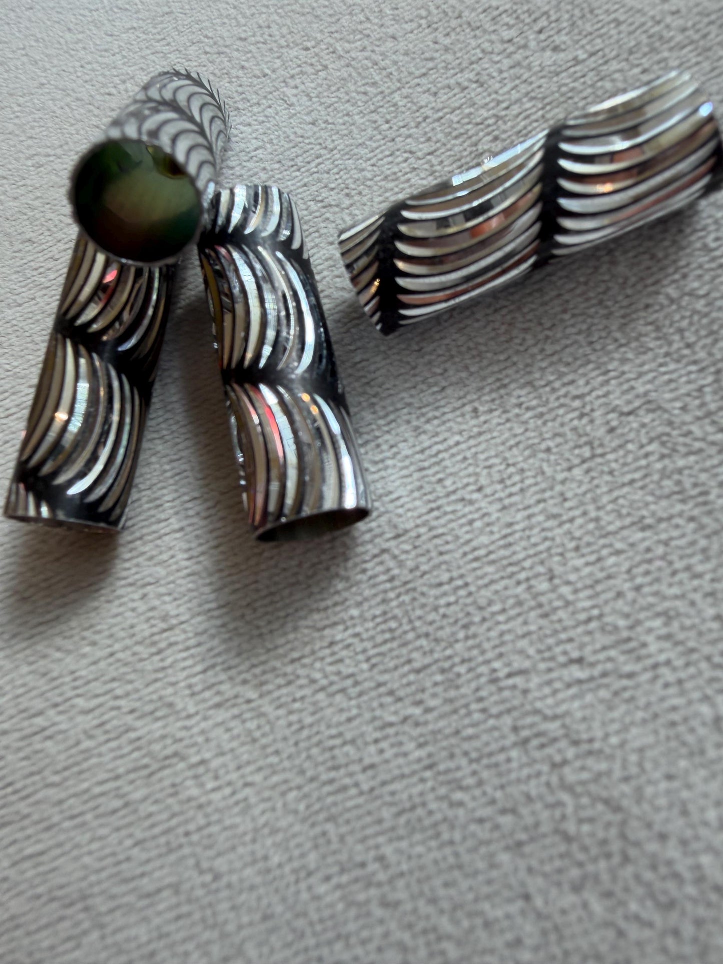 4x Beads, Shiny 3cm Bead, 8mm Hole, Tube Bead, Crafts, Clothing, Diamond Cut