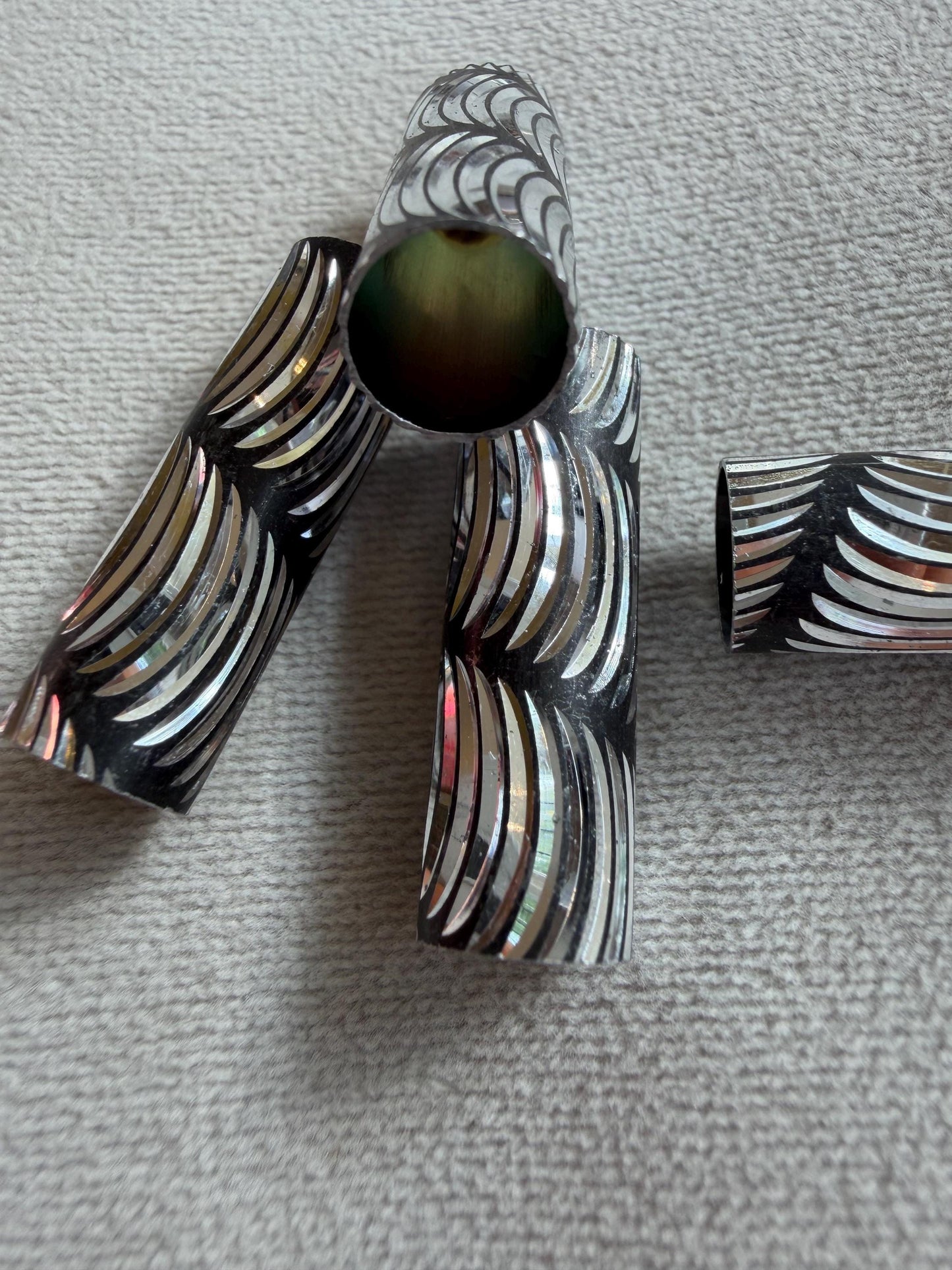 4x Beads, Shiny 3cm Bead, 8mm Hole, Tube Bead, Crafts, Clothing, Diamond Cut