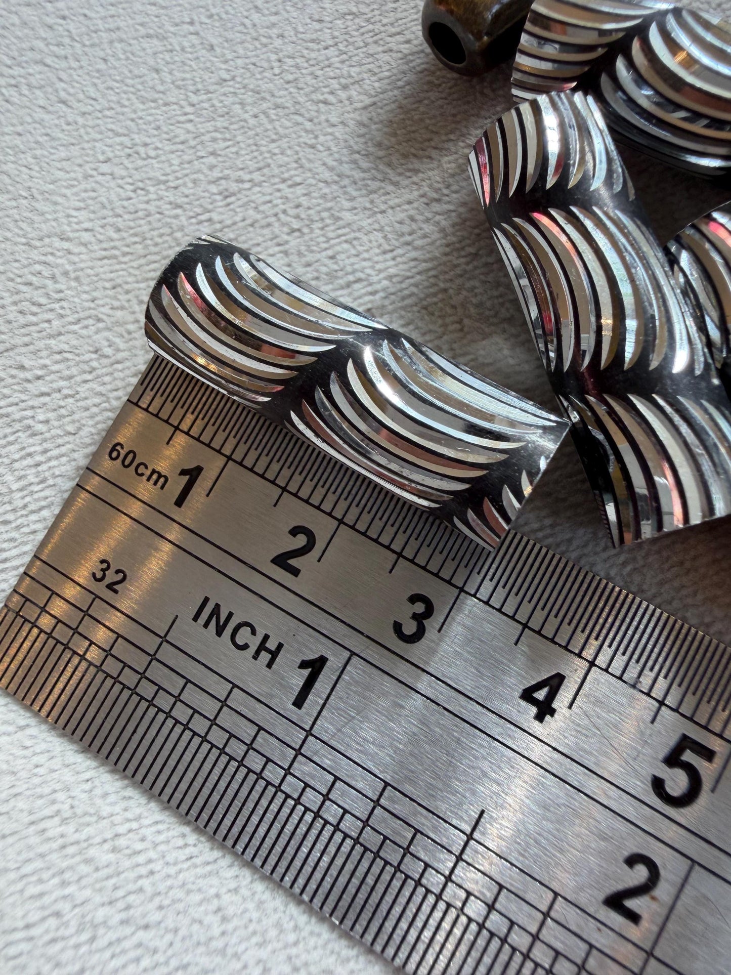 4x Beads, Shiny 3cm Bead, 8mm Hole, Tube Bead, Crafts, Clothing, Diamond Cut