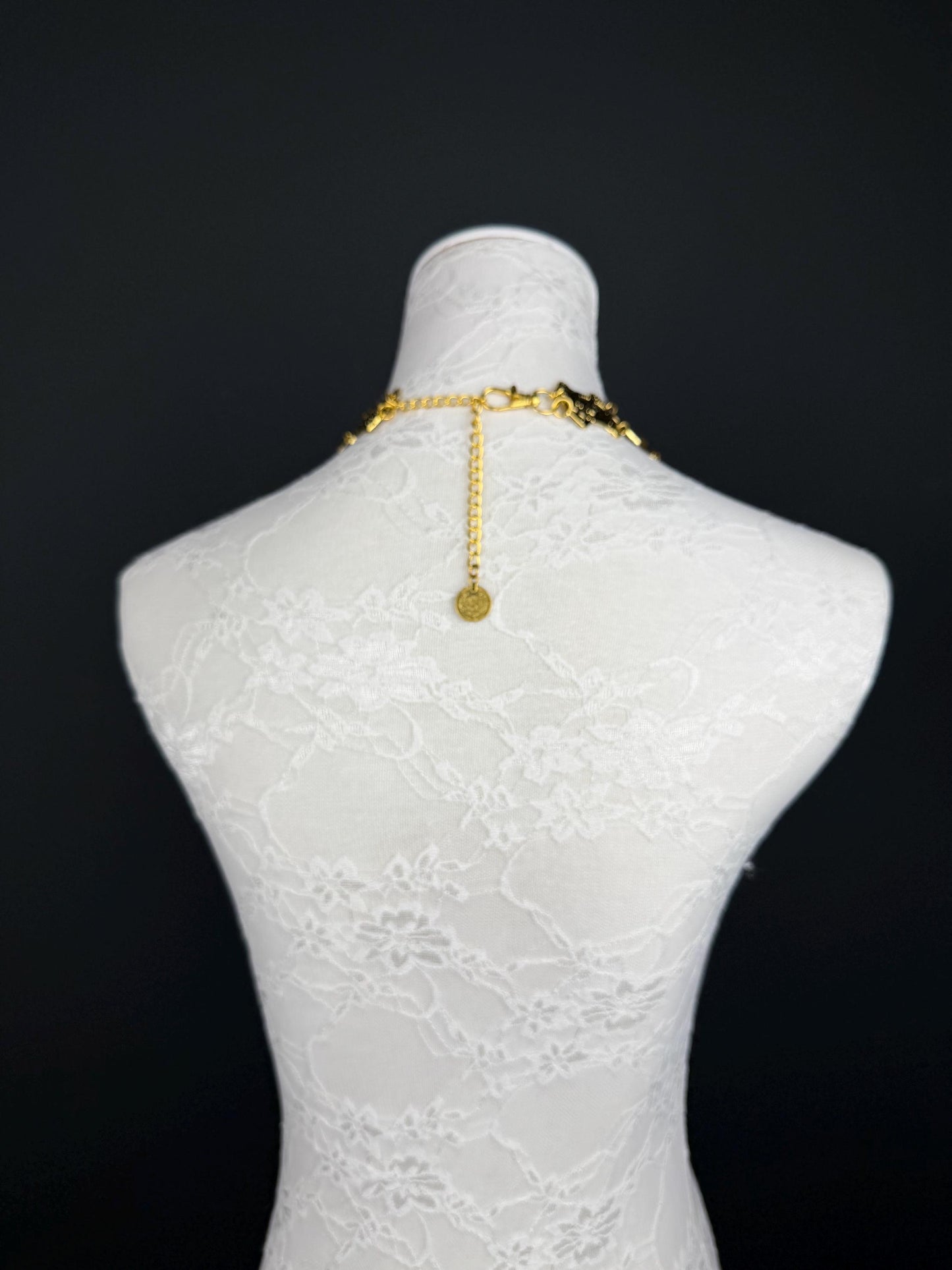 Necklace, Vintage Style, Antique Gold, Blue stone necklace