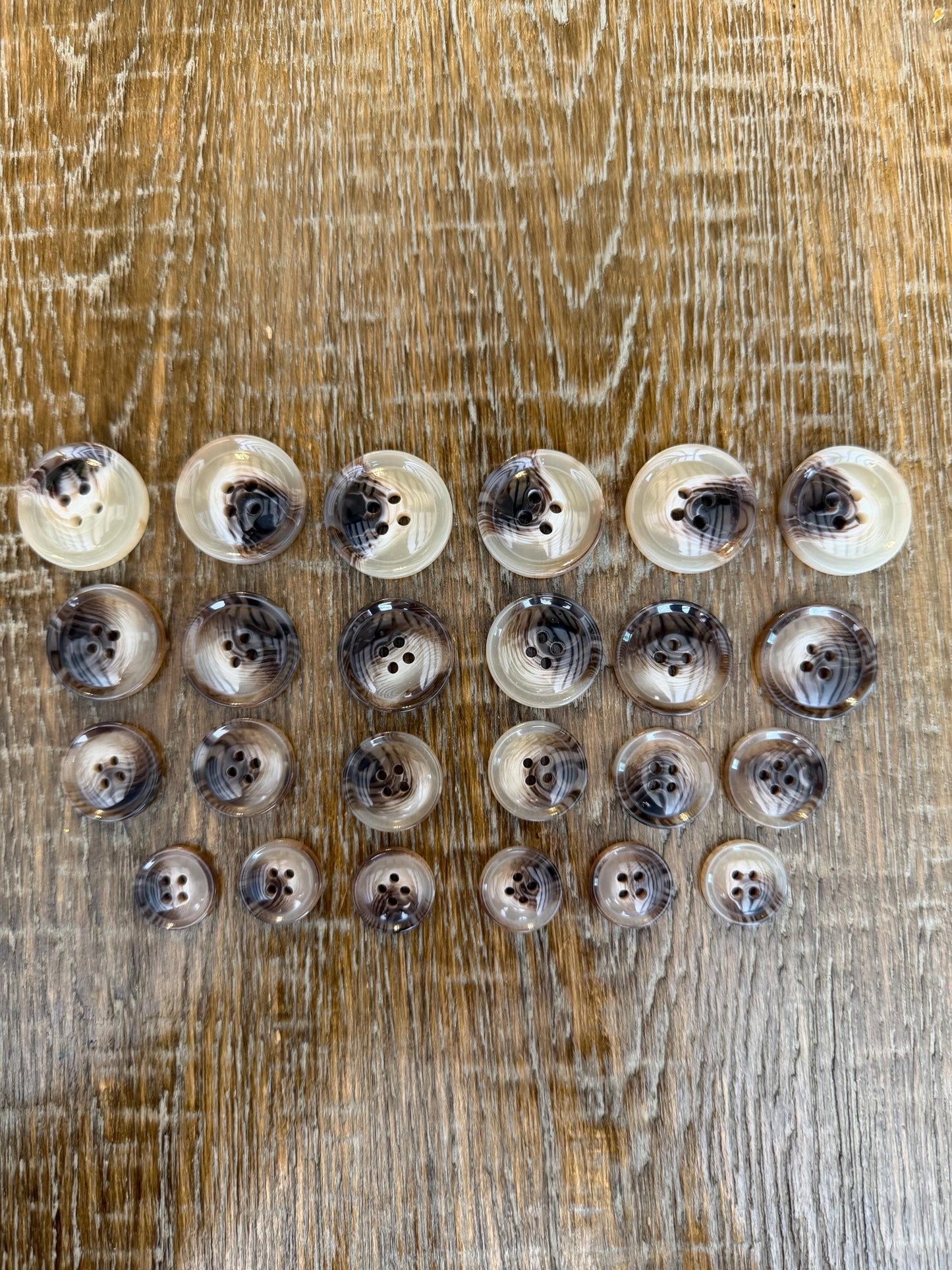6 pcs Buttons, Mock Horn Design Shiny Buttons, 4 Sizes
