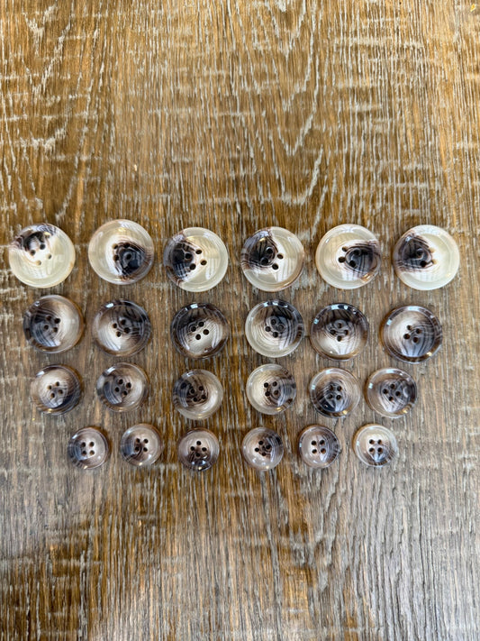 6 pcs Buttons, Mock Horn Design Shiny Buttons, 4 Sizes