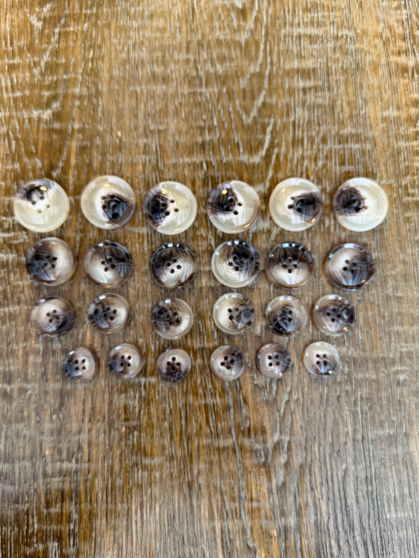 6 pcs Buttons, Mock Horn Design Shiny Buttons, 4 Sizes
