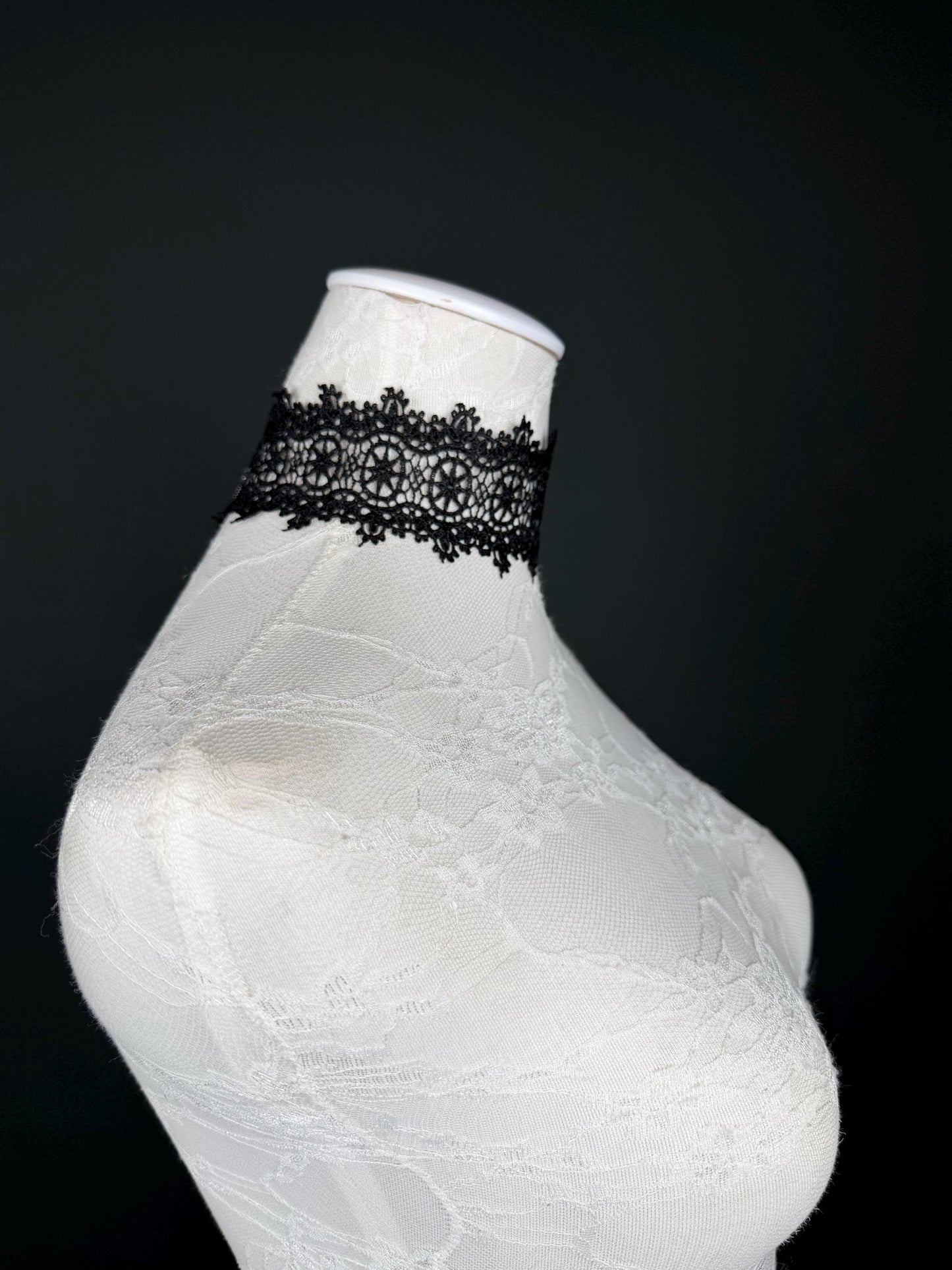 Lace Choker. Black Lace Choker, Elegant Lace Design, 2” Wide
