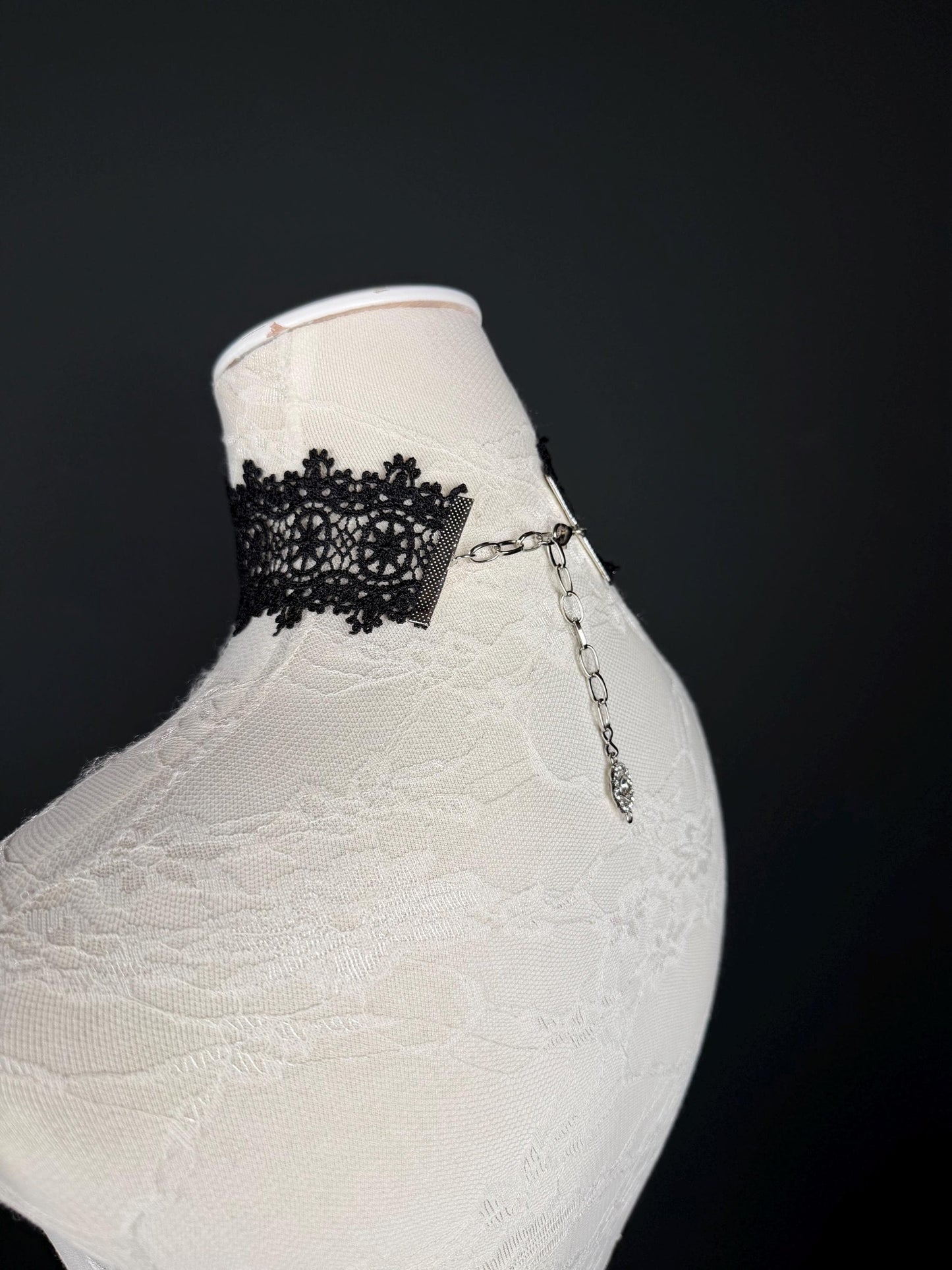 Lace Choker. Black Lace Choker, Elegant Lace Design, 2” Wide
