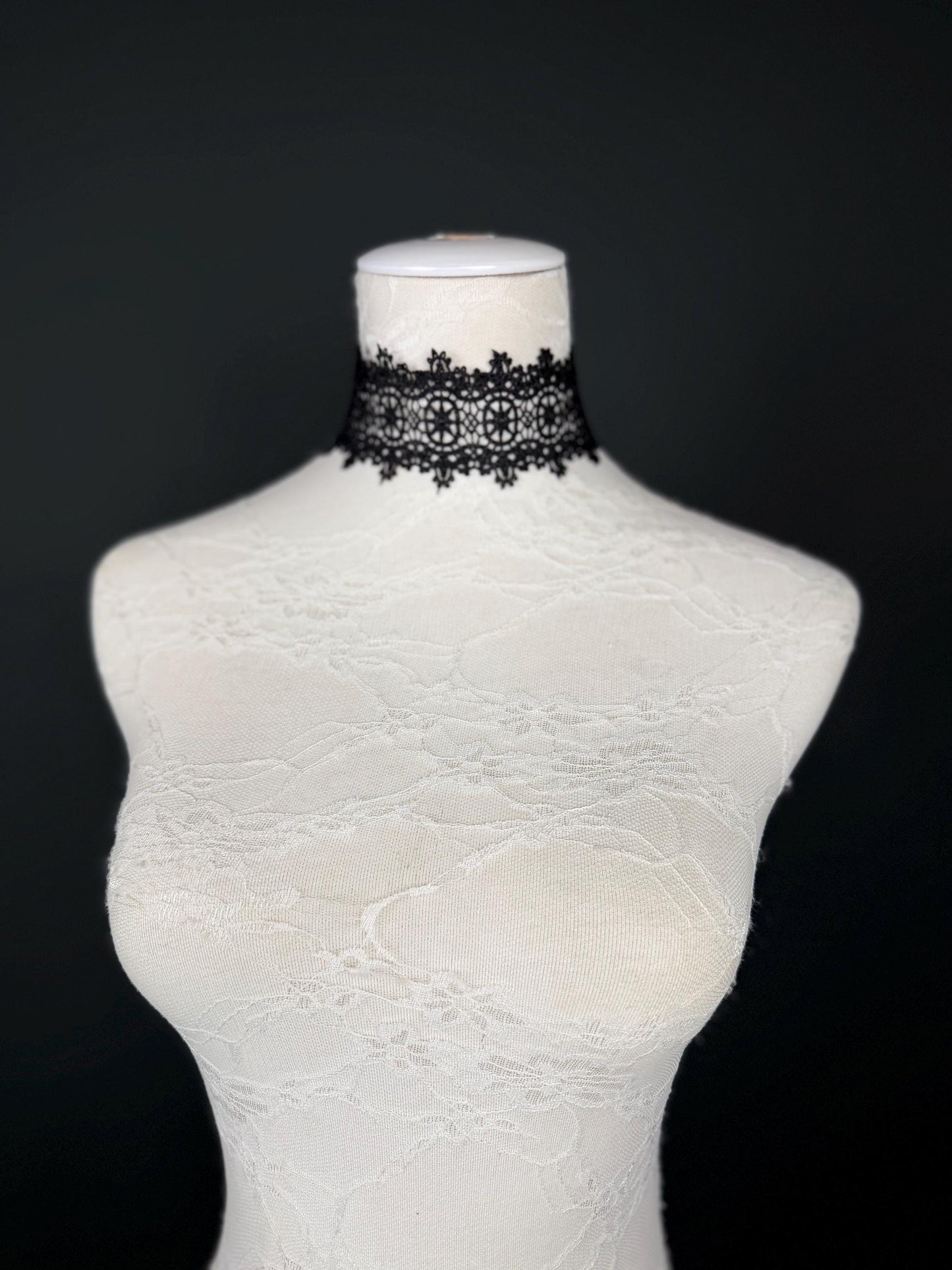 Lace Choker. Black Lace Choker, Elegant Lace Design, 2” Wide