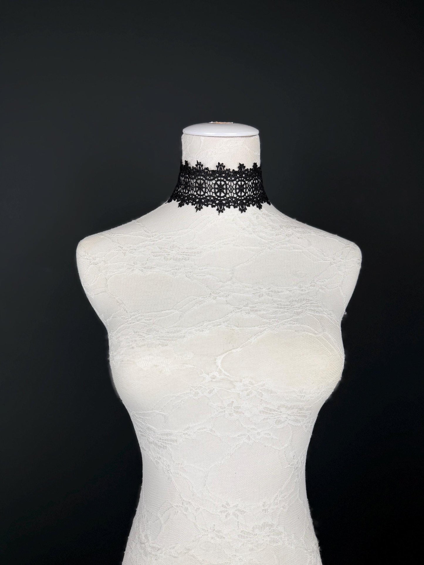 Lace Choker. Black Lace Choker, Elegant Lace Design, 2” Wide