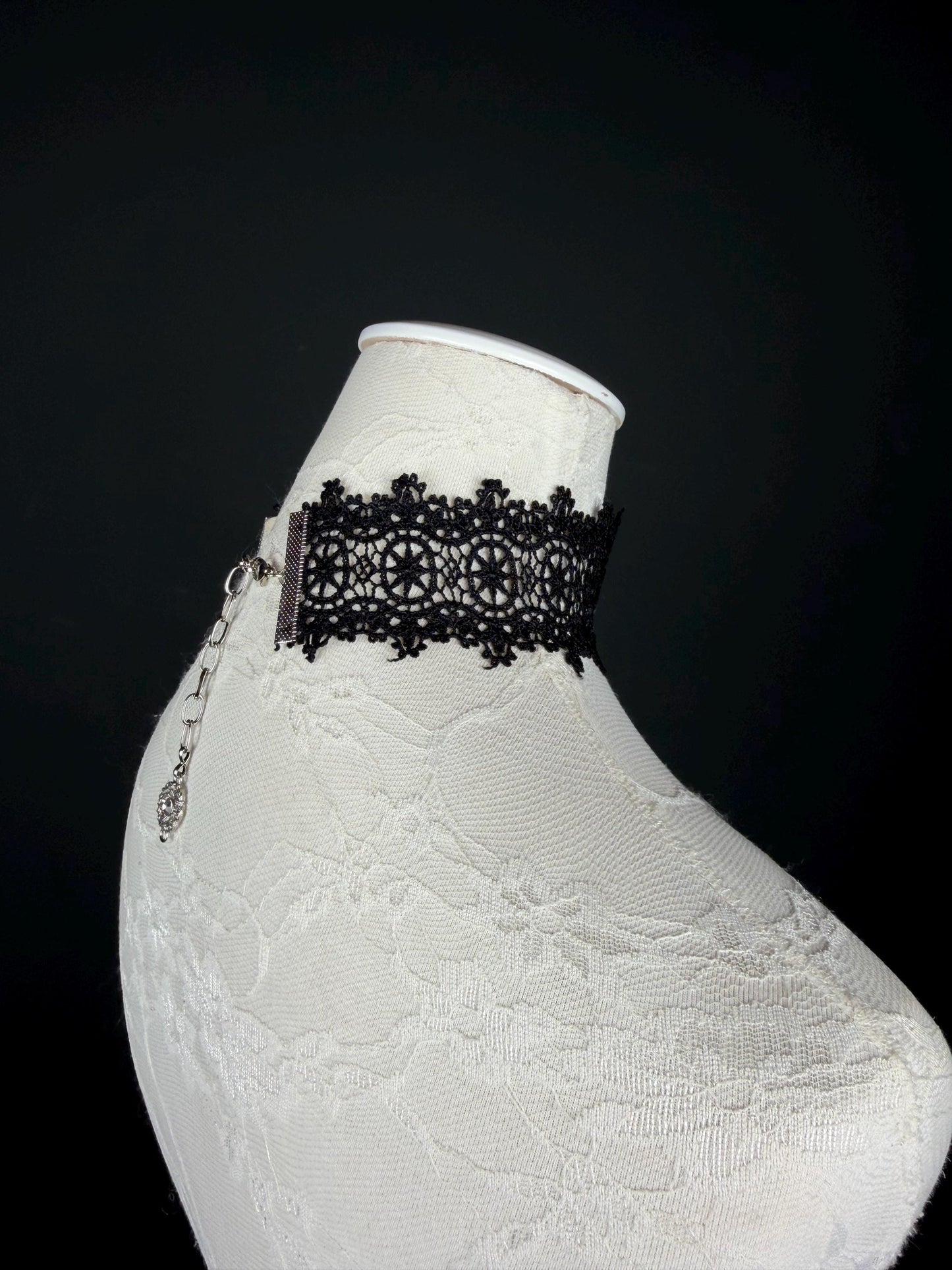 Lace Choker. Black Lace Choker, Elegant Lace Design, 2” Wide