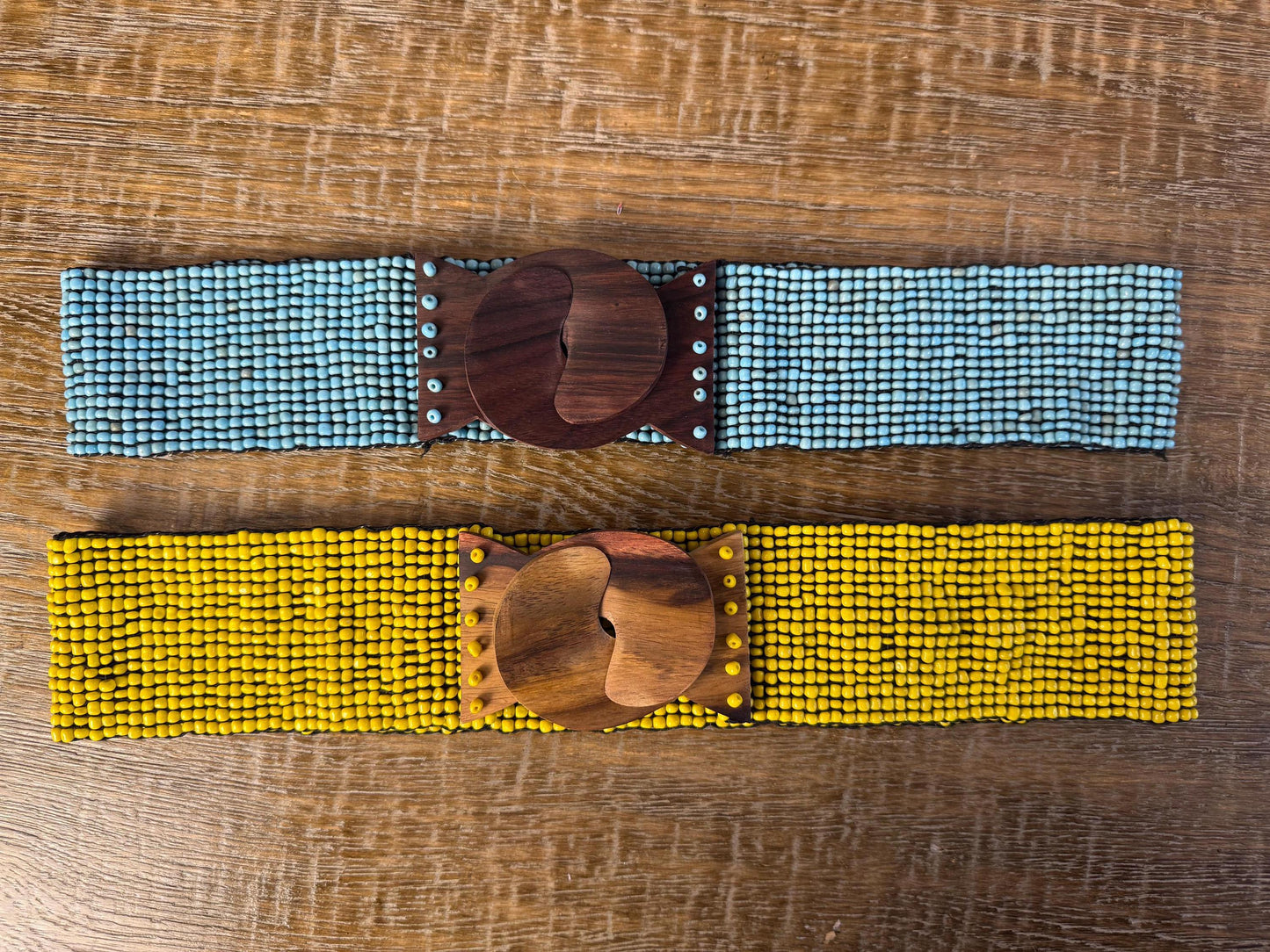 Yellow Handmade Bohemian Beaded Elastic Belt - Two Colours
