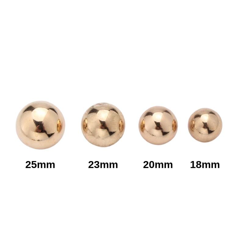 6pcs Metal Dome Buttons, Silver, Gold, 4 sizes