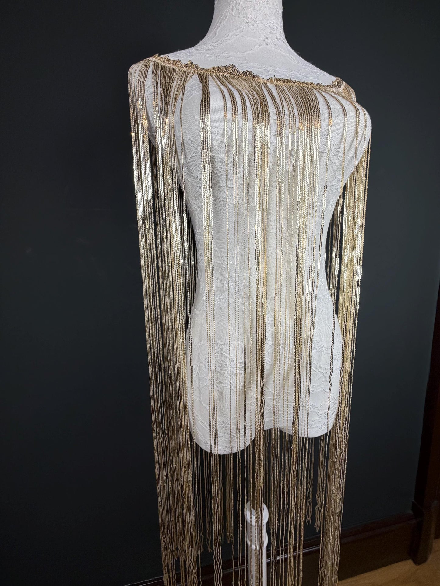 40” Drop Sequins Fringe, Sequins Fringe, Tops, Dresses, Capes, Festival, Furnishings