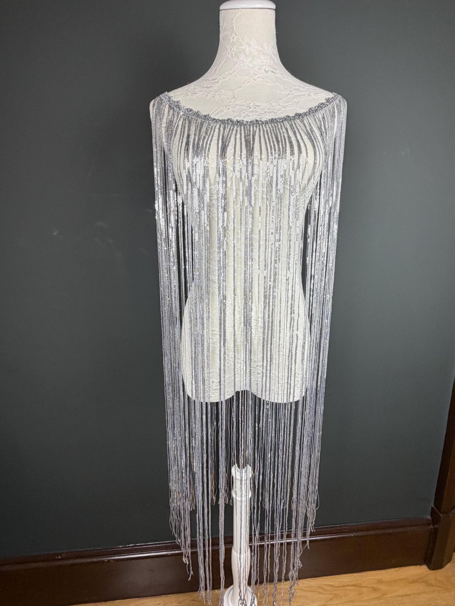 40” Drop Sequins Fringe, Sequins Fringe, Tops, Dresses, Capes, Festival, Furnishings