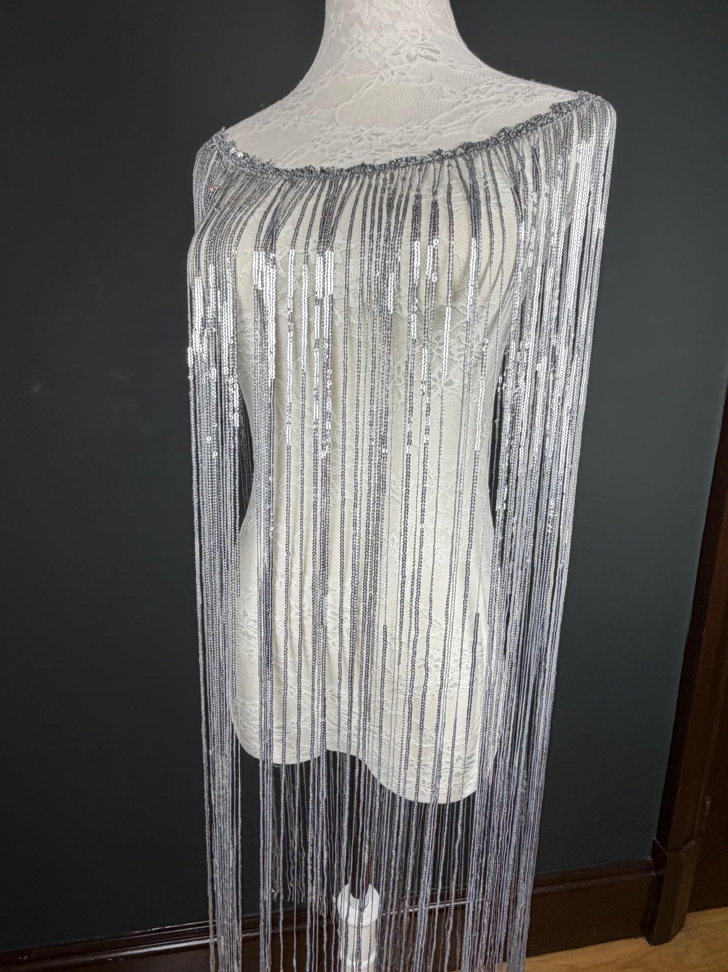 40” Drop Sequins Fringe, Sequins Fringe, Tops, Dresses, Capes, Festival, Furnishings