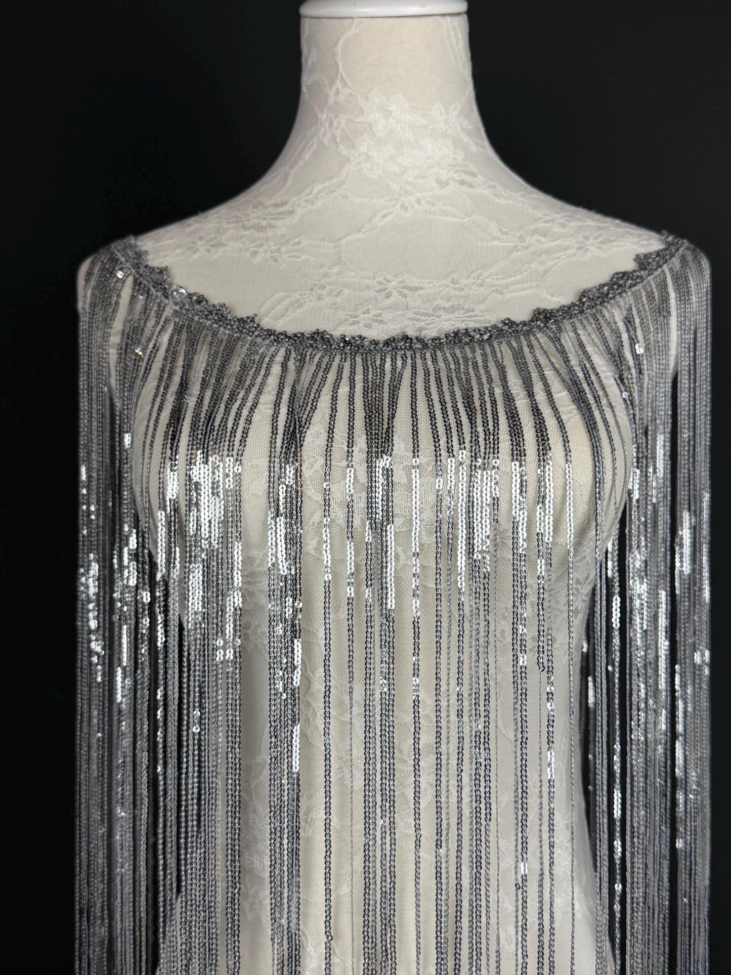40” Drop Sequins Fringe, Sequins Fringe, Tops, Dresses, Capes, Festival, Furnishings