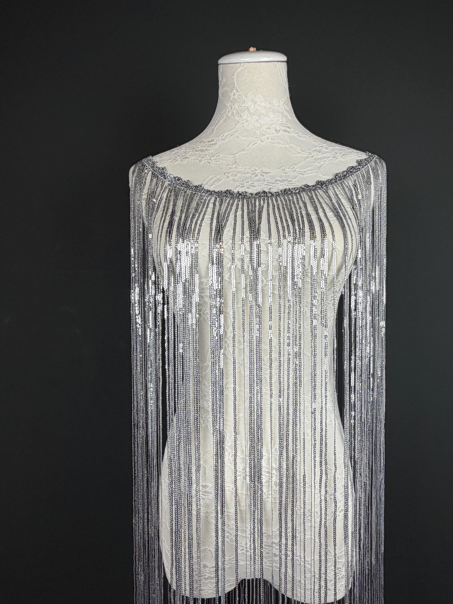 40” Drop Sequins Fringe, Sequins Fringe, Tops, Dresses, Capes, Festival, Furnishings