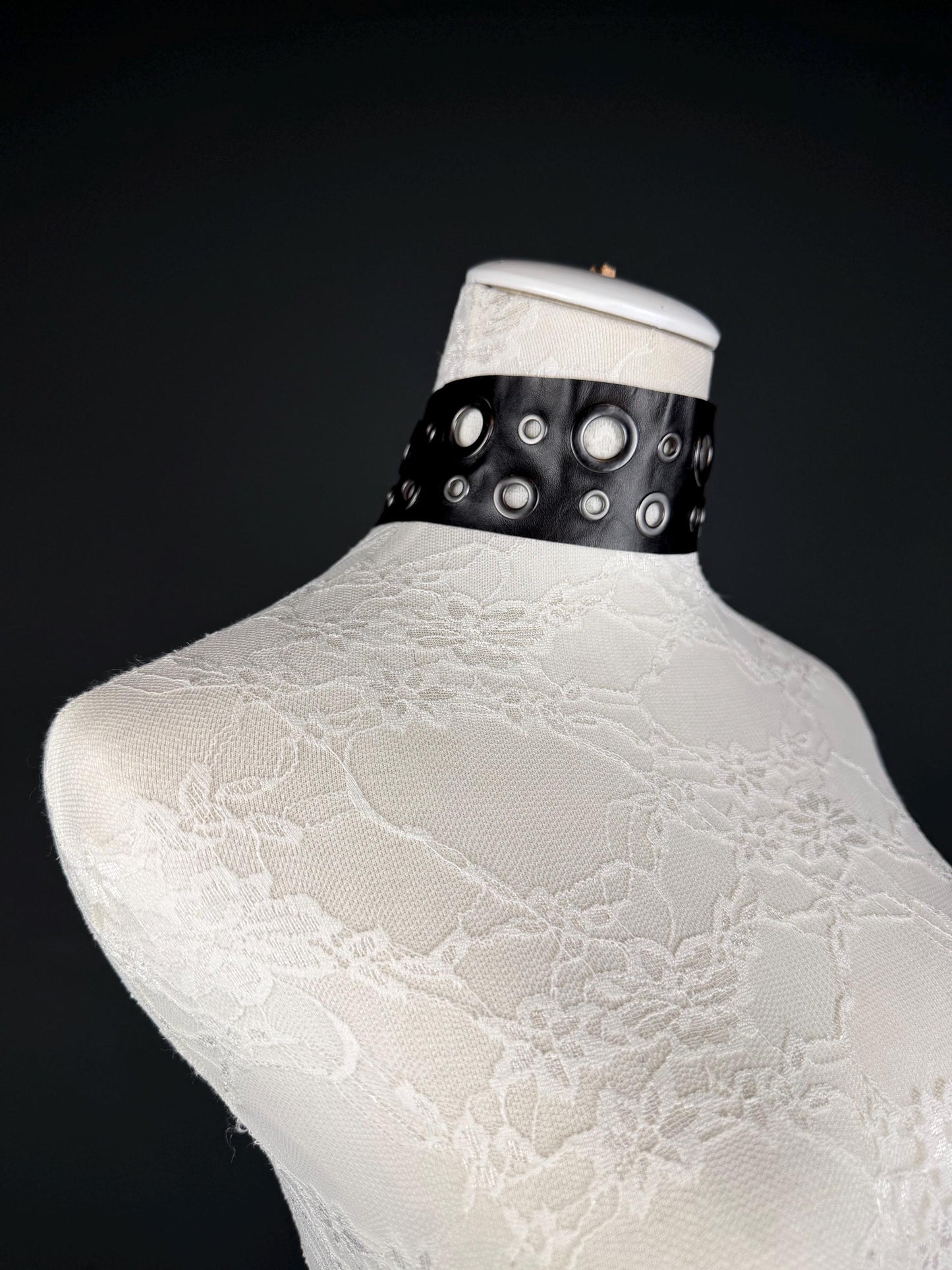 Eyelet Belt, 2” Wide, Gunmetal Eyelets, Vegan Belt, Faux Leather, Fashion Accessory