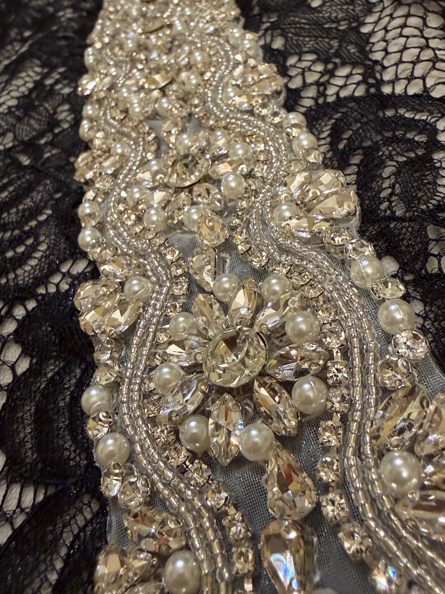 Jewel Diamanté Pearl Trimming, Sew on, Iron On, Bridal, Weddings, furnishing, couture