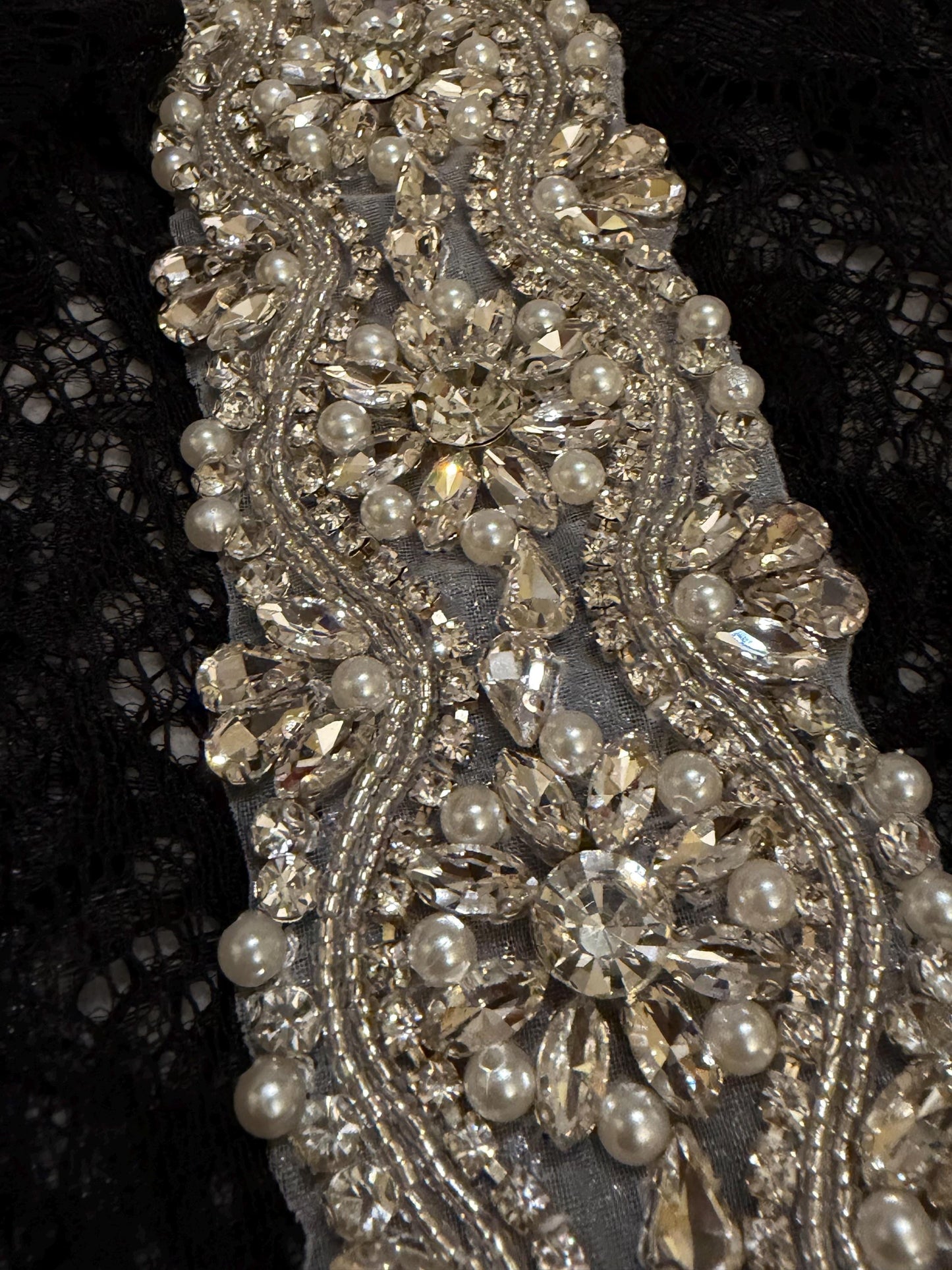 Jewel Diamanté Pearl Trimming, Sew on, Iron On, Bridal, Weddings, furnishing, couture