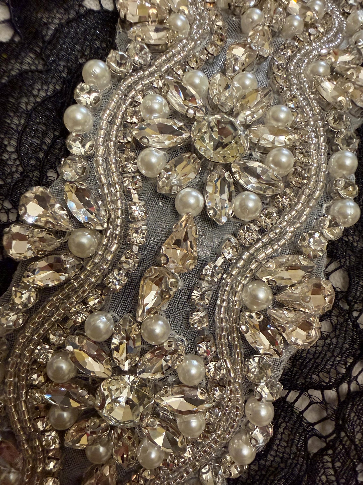 Jewel Diamanté Pearl Trimming, Sew on, Iron On, Bridal, Weddings, furnishing, couture