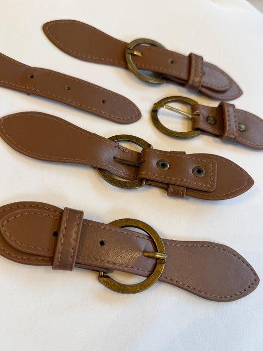 Kilt Strap, Light Brown, Antique Brass, Hanadmade, Small belt