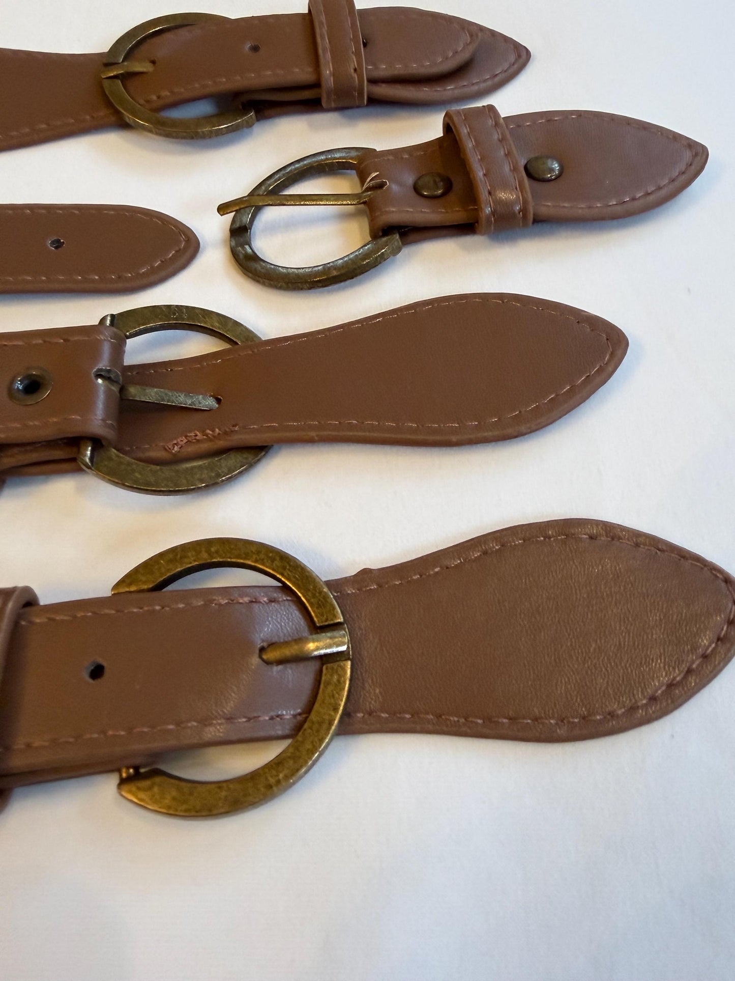 Kilt Strap, Light Brown, Antique Brass, Hanadmade, Small belt