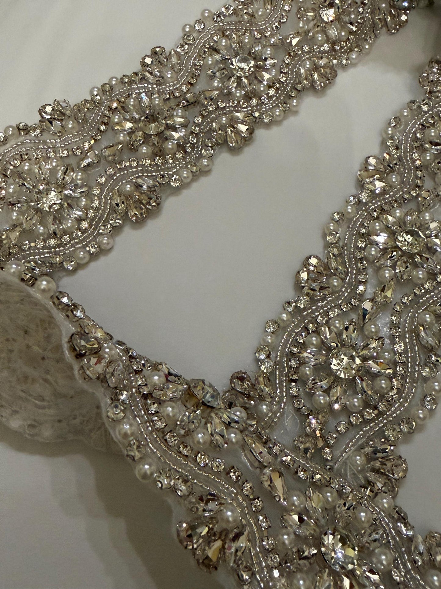 Jewel Diamanté Pearl Trimming, Sew on, Iron On, Bridal, Weddings, furnishing, couture