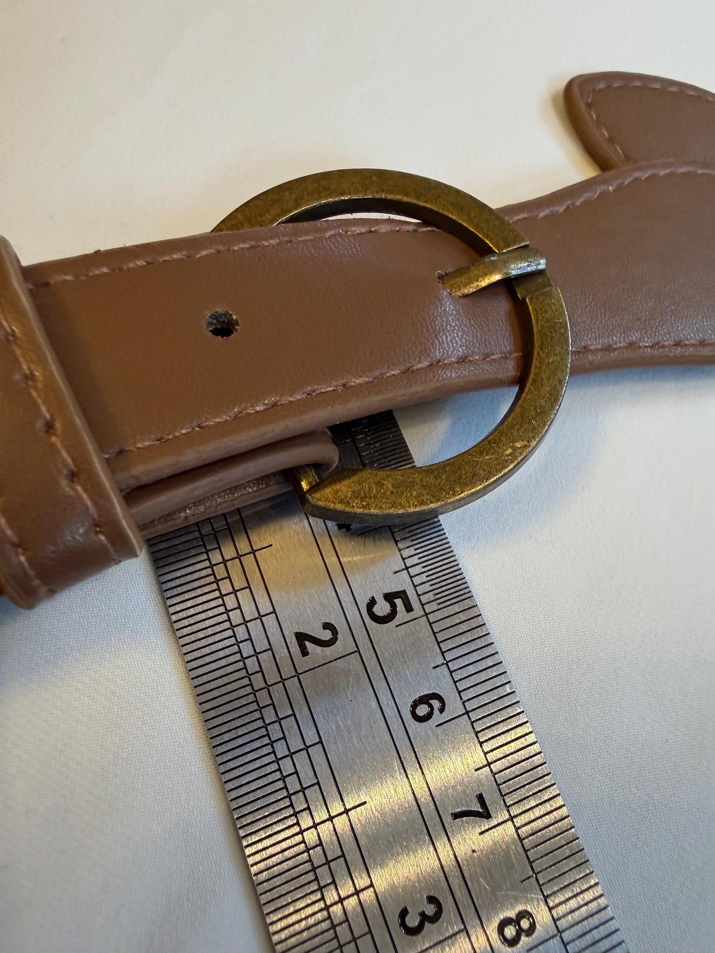 Kilt Strap, Light Brown, Antique Brass, Hanadmade, Small belt