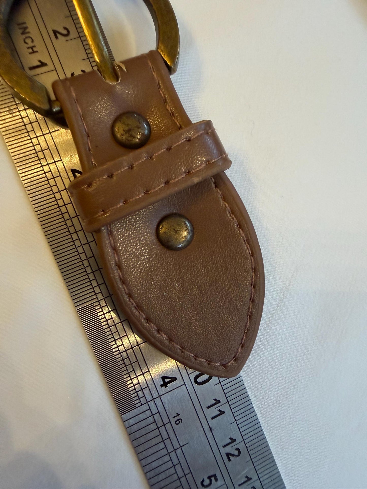 Kilt Strap, Light Brown, Antique Brass, Hanadmade, Small belt