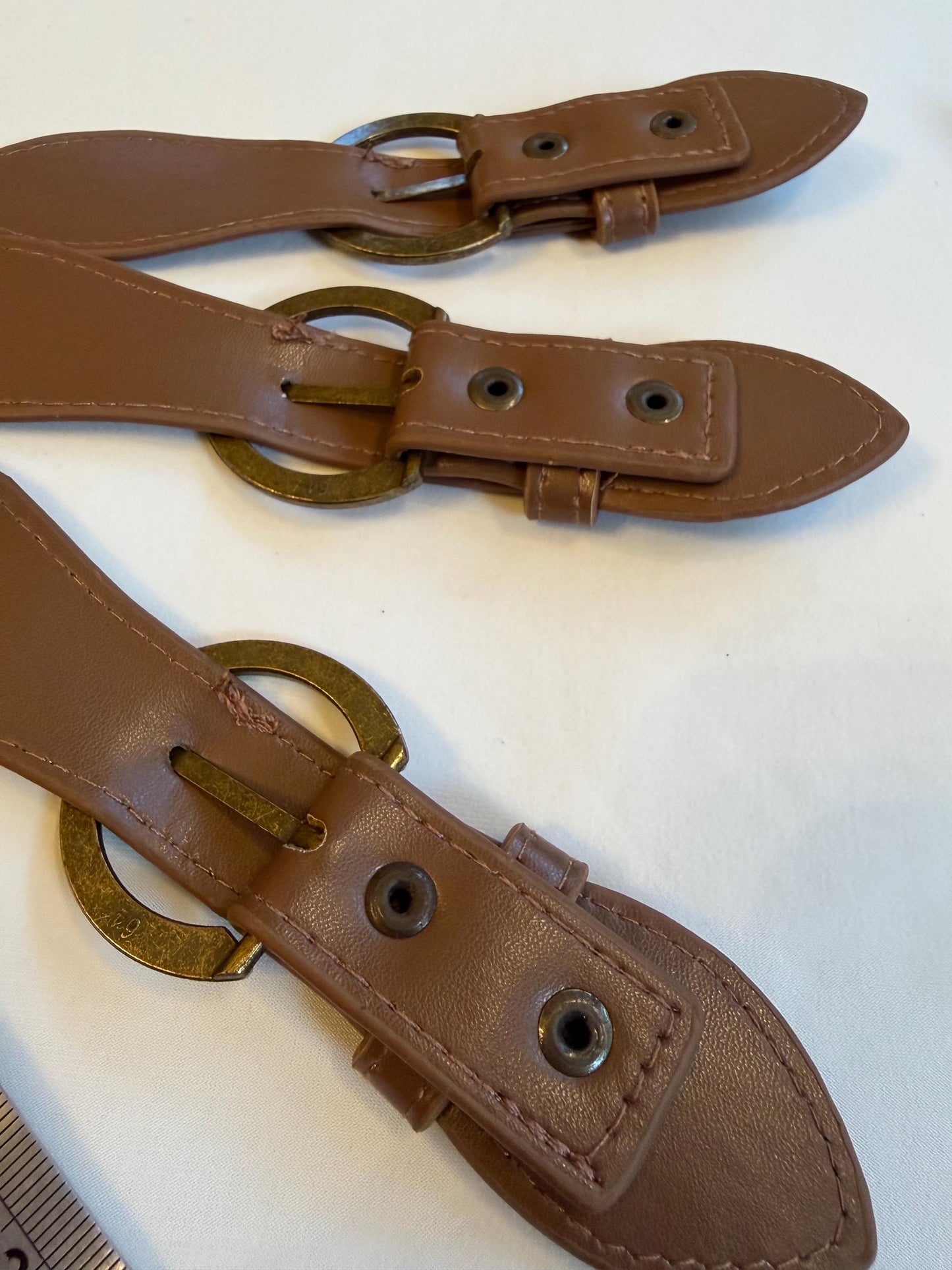 Kilt Strap, Light Brown, Antique Brass, Hanadmade, Small belt