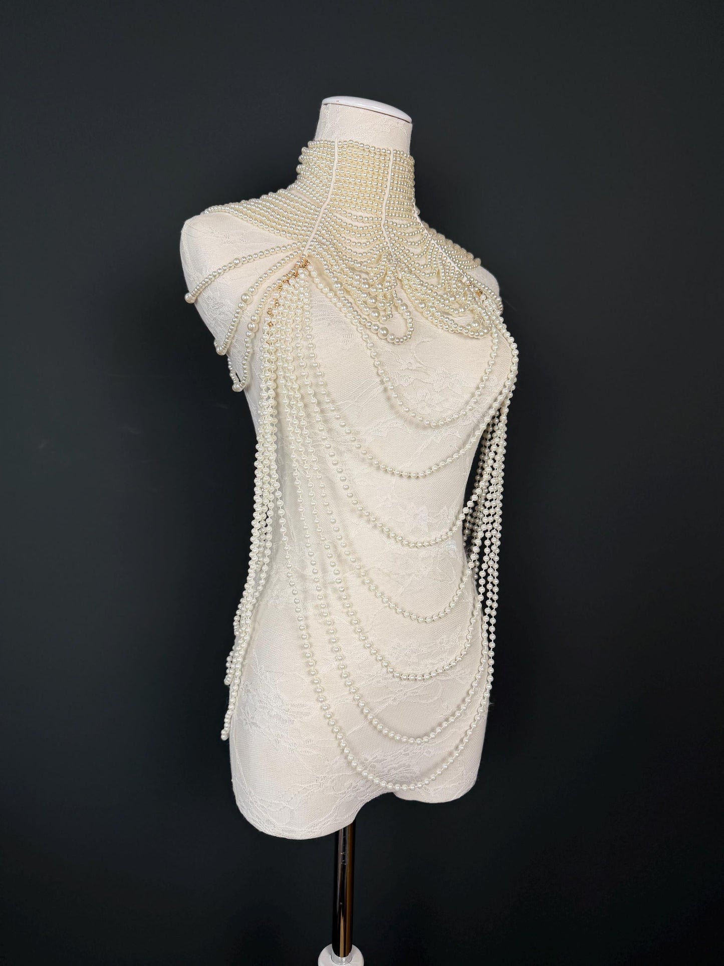 Pearl Body Necklace, Vintage Style Body Jewelry